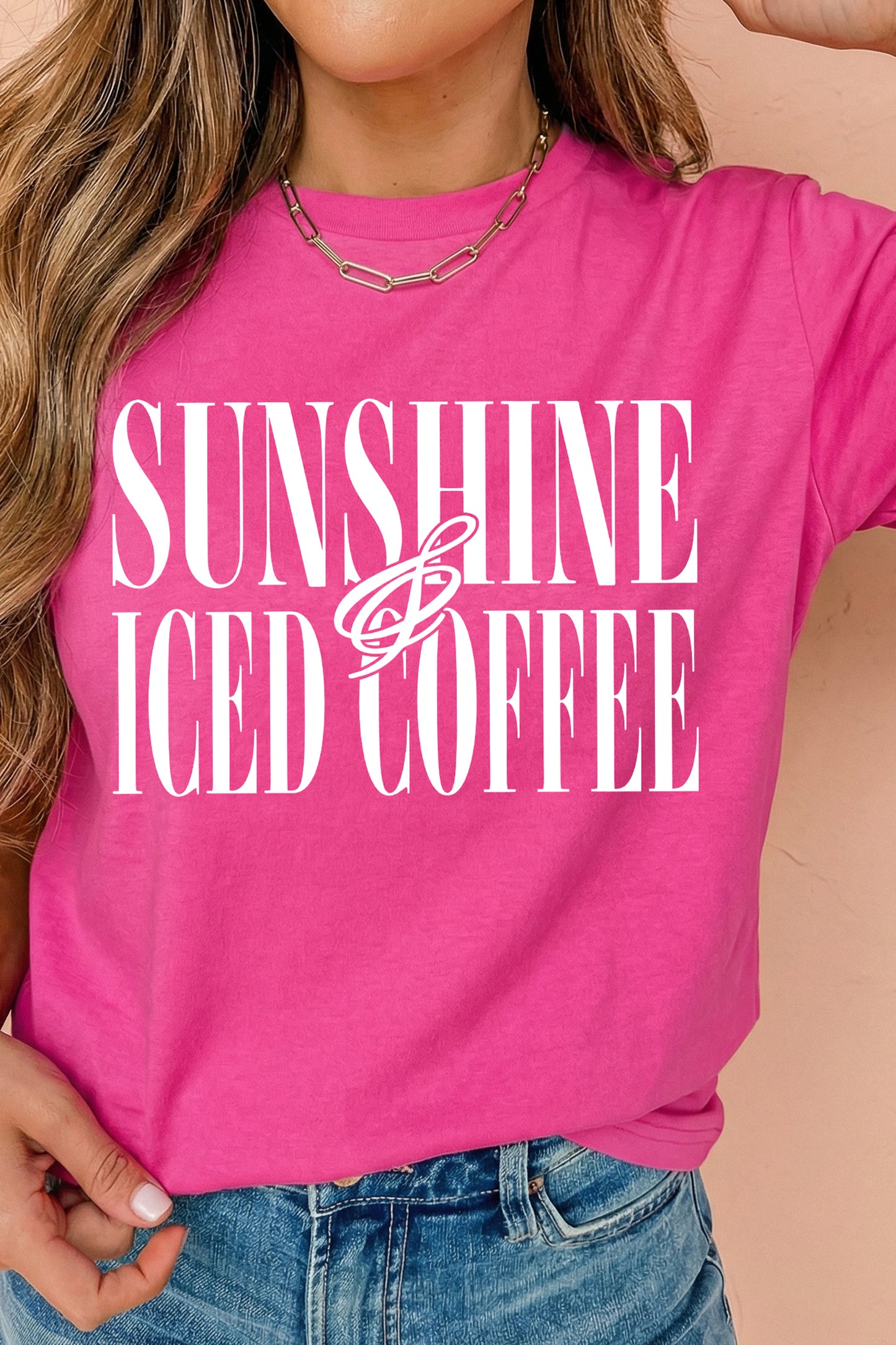 Rose Red Sunshine Iced Coffee Casual Summer T Shirt-Graphic/Graphic Tees-[Adult]-[Female]-2022 Online Blue Zone Planet