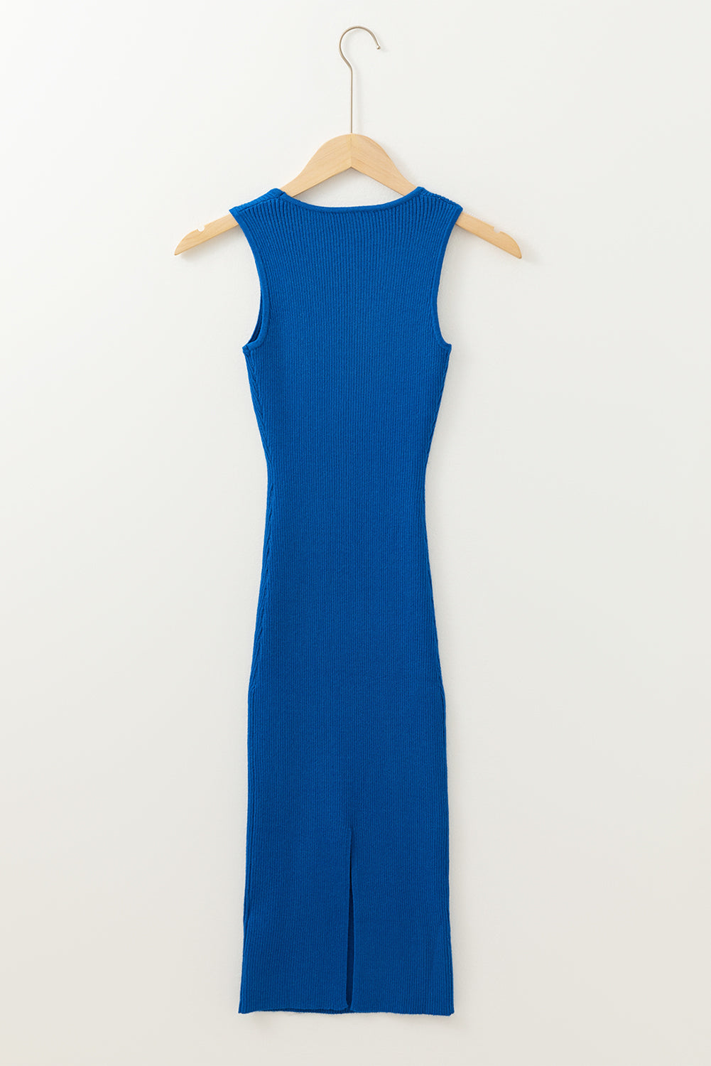 Blue Zone Planet | Dark Blue Solid Ribbed Knit Sheath Sleeveless Midi Sweater Dress-TOPS / DRESSES-[Adult]-[Female]-2022 Online Blue Zone Planet