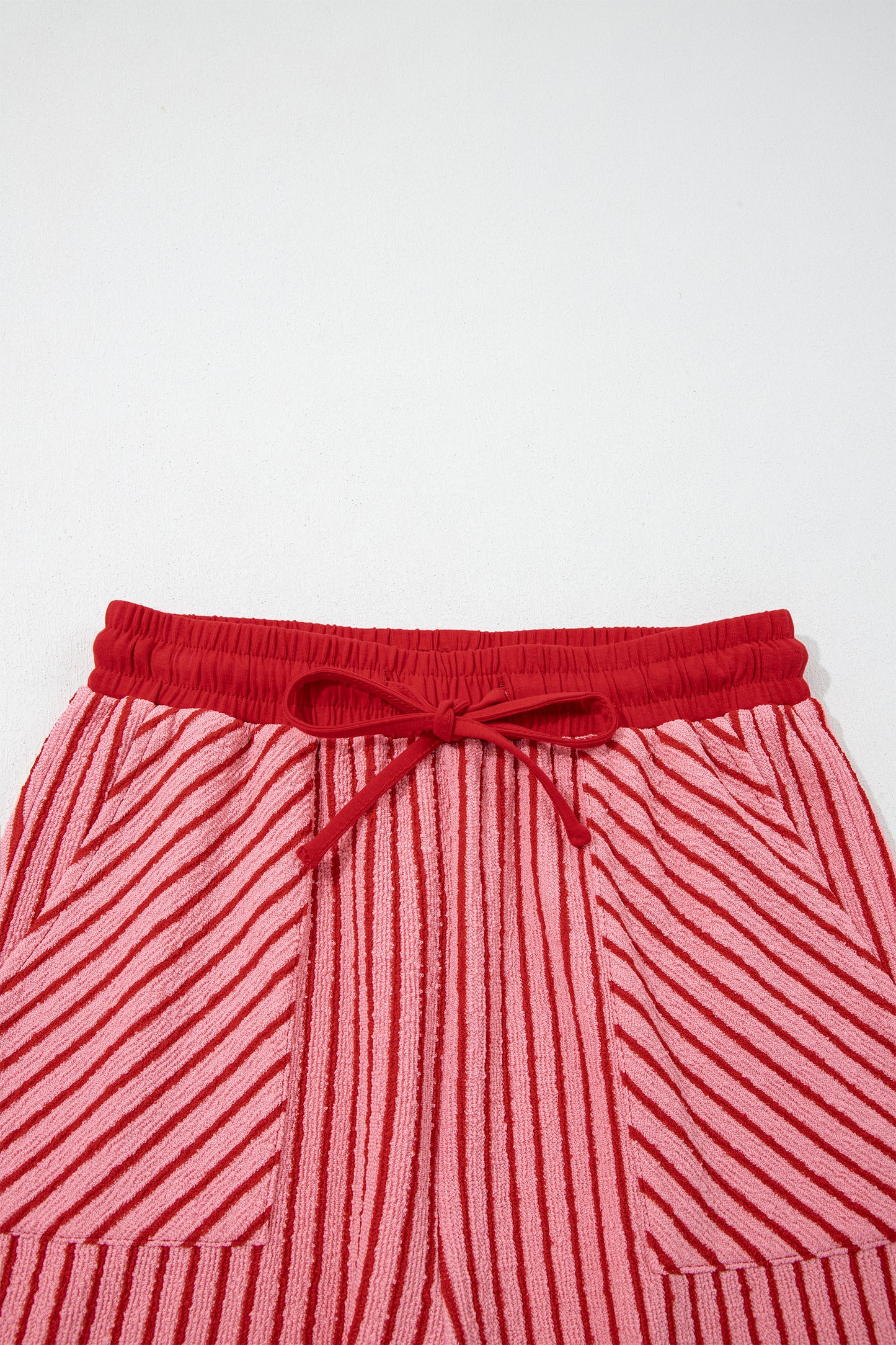 Sky Blue Stripe Crew Neck Tee Drawstring Waist Cropped Pants Set-Two Piece Sets/Pant Sets-[Adult]-[Female]-2022 Online Blue Zone Planet