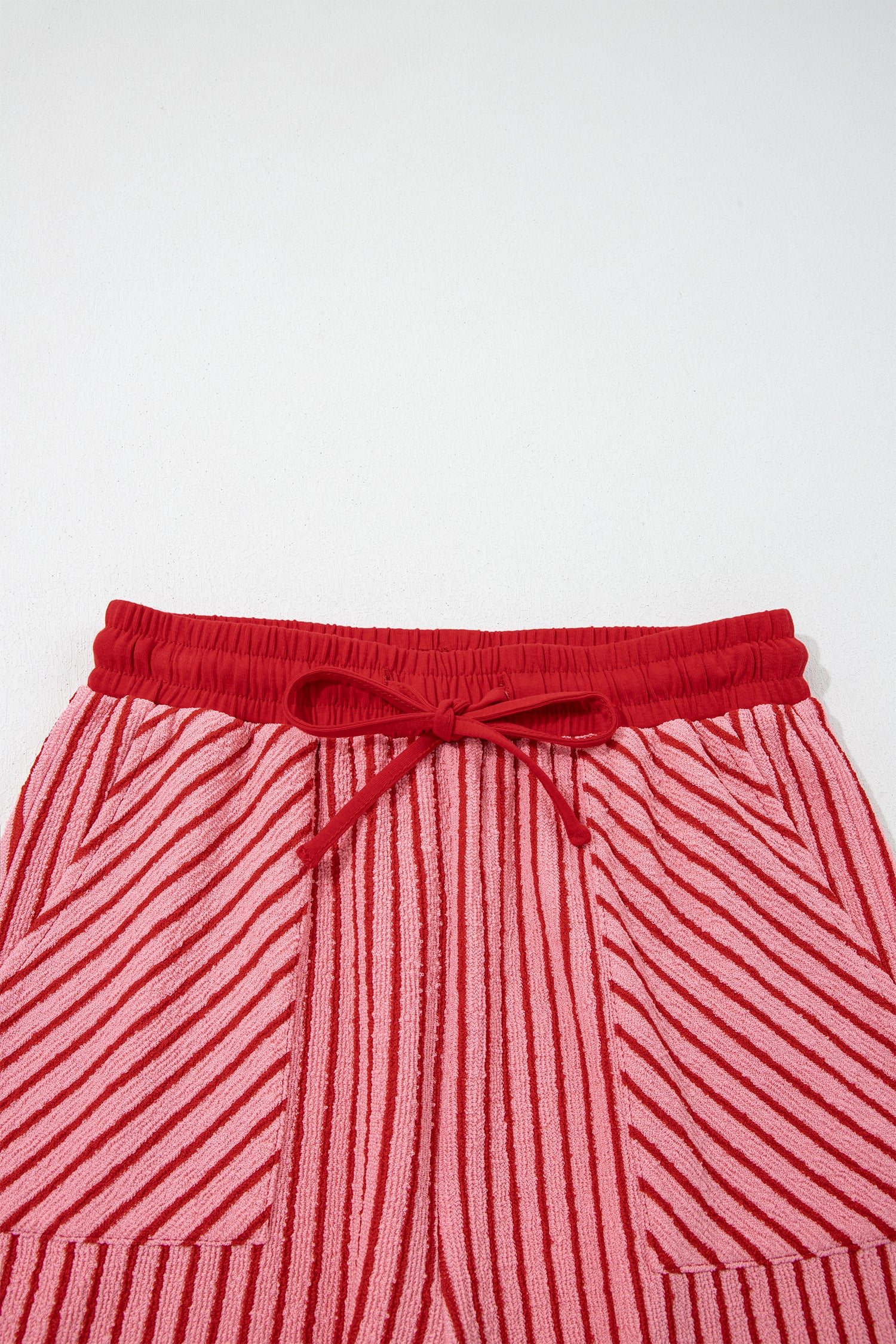 Sky Blue Stripe Crew Neck Tee Drawstring Waist Cropped Pants Set-Two Piece Sets/Pant Sets-[Adult]-[Female]-2022 Online Blue Zone Planet