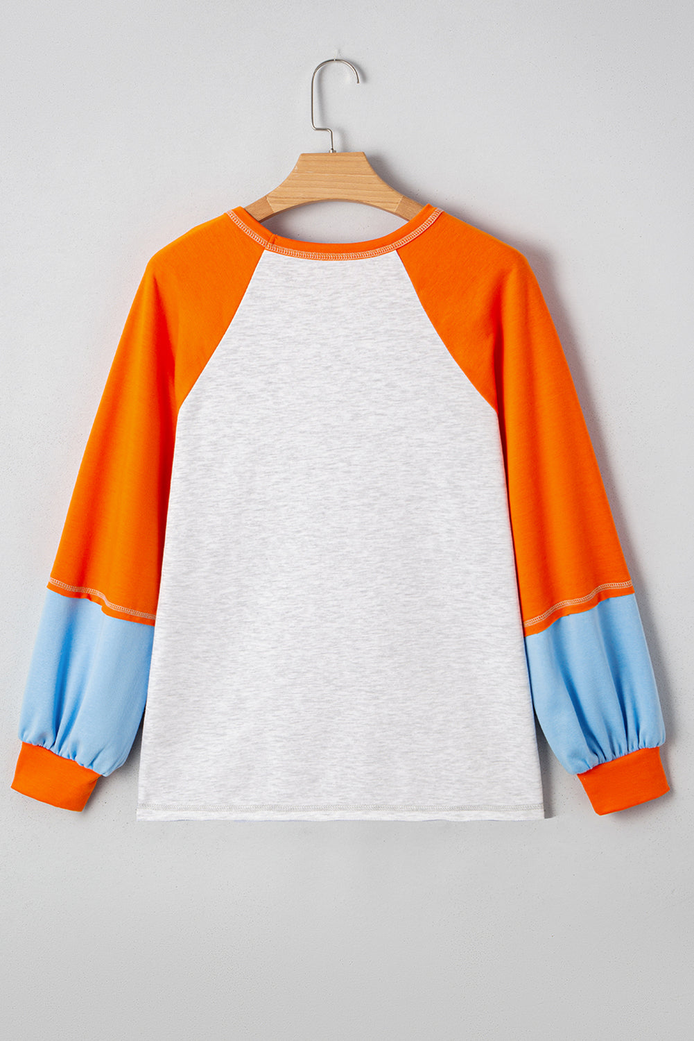Light Grey Thanksgiving Turkey Sequin Graphic Color Block Long Raglan Sleeve Top-Graphic/Graphic Long Sleeve Tees-[Adult]-[Female]-2022 Online Blue Zone Planet