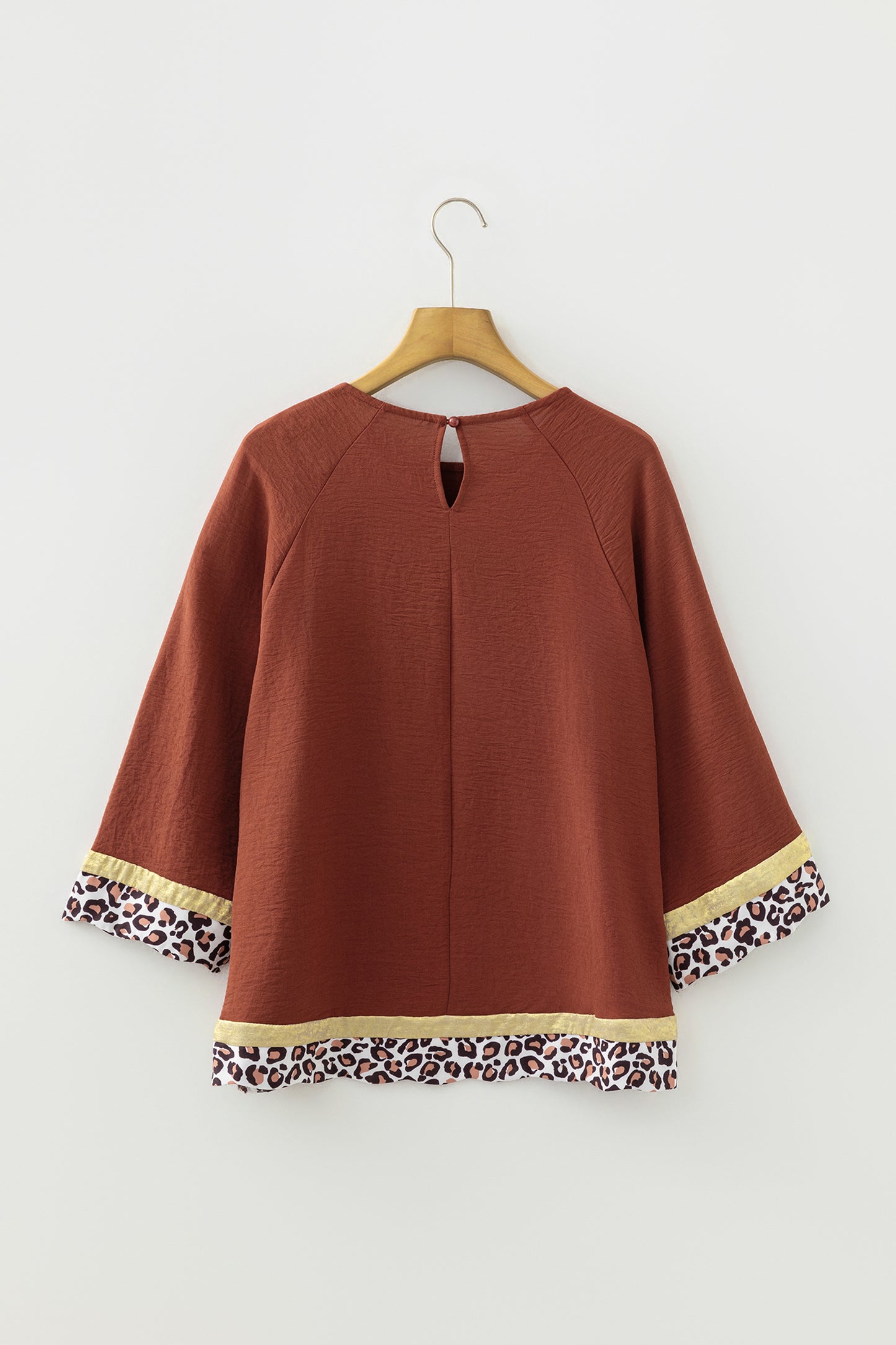 Clay Leopard Detail Loose Bracelet Sleeve Top-Bracelet-[Adult]-[Female]-2022 Online Blue Zone Planet