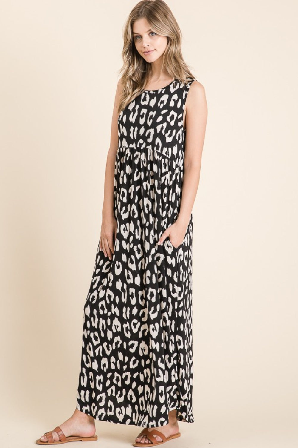 Blue Zone Planet | BOMBOM Leopard Maxi Dress with Pockets-TOPS / DRESSES-[Adult]-[Female]-2022 Online Blue Zone Planet