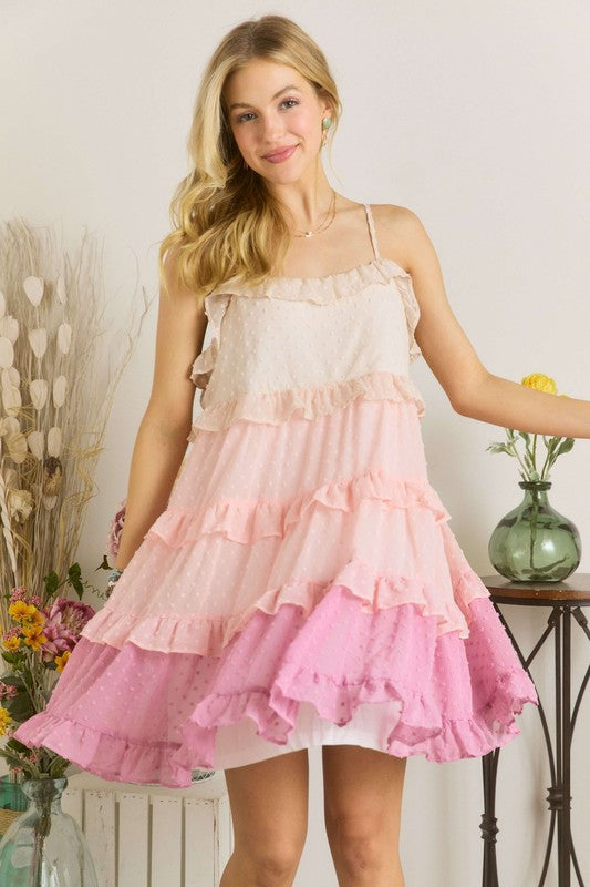 ADORA Swiss Dot Ruffled Tiered Mini Dress-TOPS / DRESSES-[Adult]-[Female]-2022 Online Blue Zone Planet