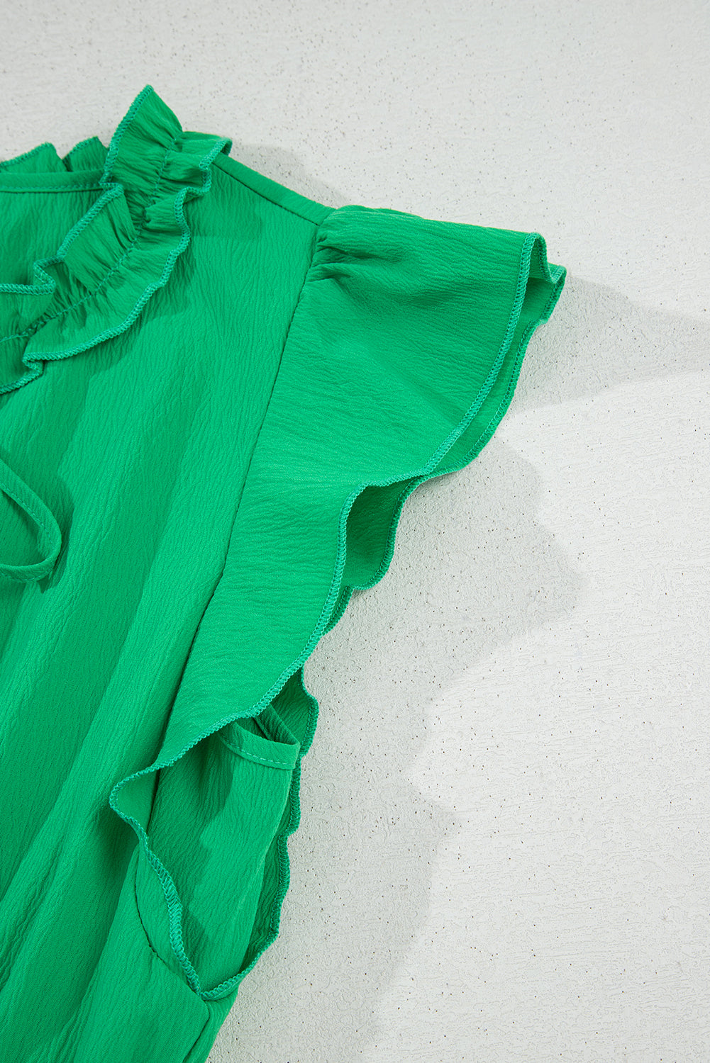 Blue Zone Planet | Bright Green Split V Neck Elastic Waist Ruffled Dress-TOPS / DRESSES-[Adult]-[Female]-2022 Online Blue Zone Planet