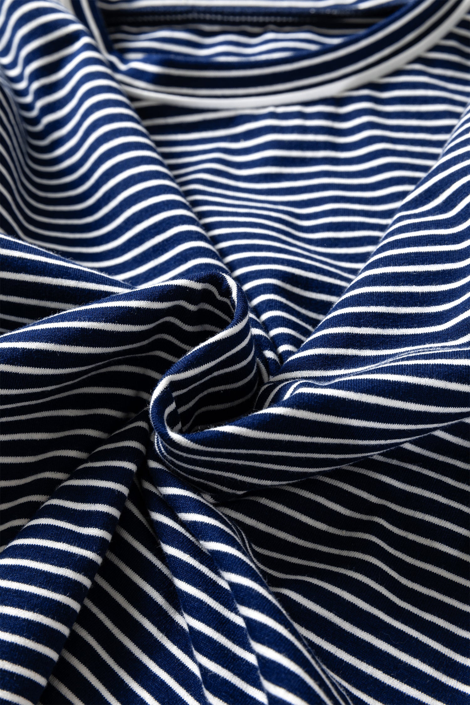 Blue Stripe Drop Shoulder Round Neck Long Sleeve Tee and Buttoned Shorts 2pcs Lounge Set-Loungewear & Sleepwear/Loungewear-[Adult]-[Female]-2022 Online Blue Zone Planet