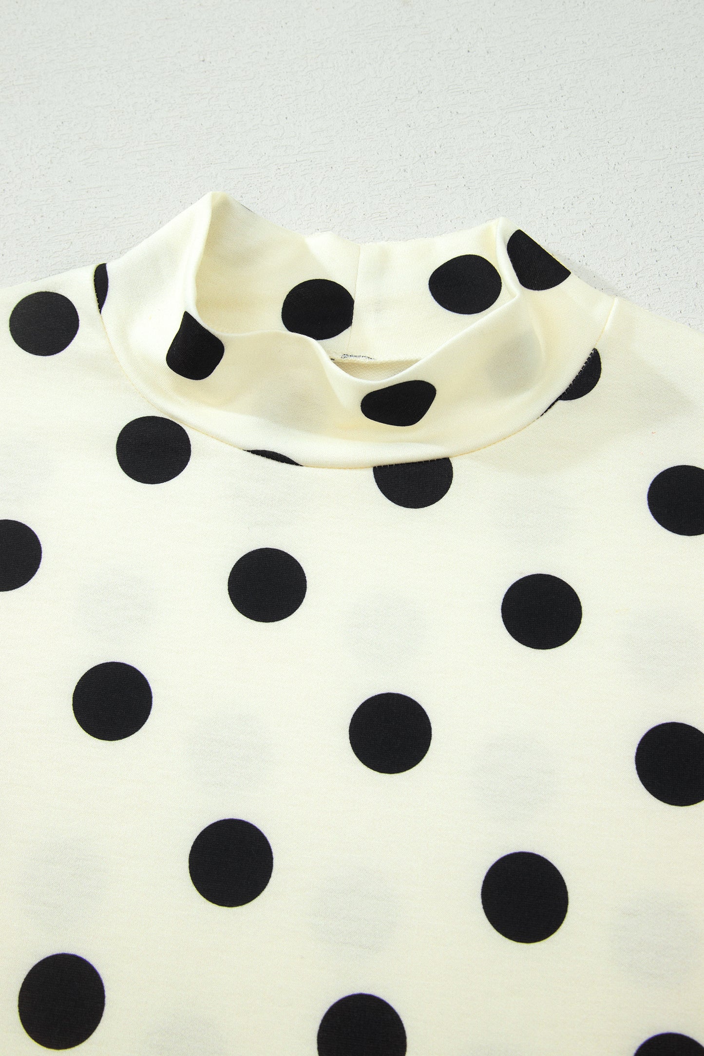 Beige Polka Dot Print High Neck Dolman Top-Tops/Tops & Tees-[Adult]-[Female]-2022 Online Blue Zone Planet