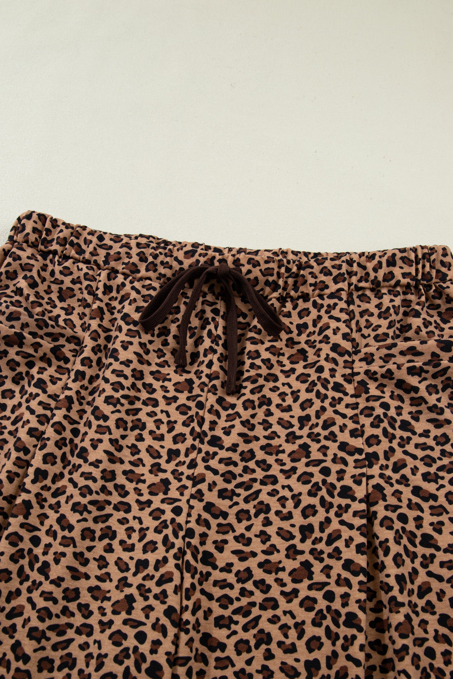 Brown Plus Size Leopard Loose Top Pleated Pants Set-Plus Size/Plus Size Loungewear-[Adult]-[Female]-2022 Online Blue Zone Planet