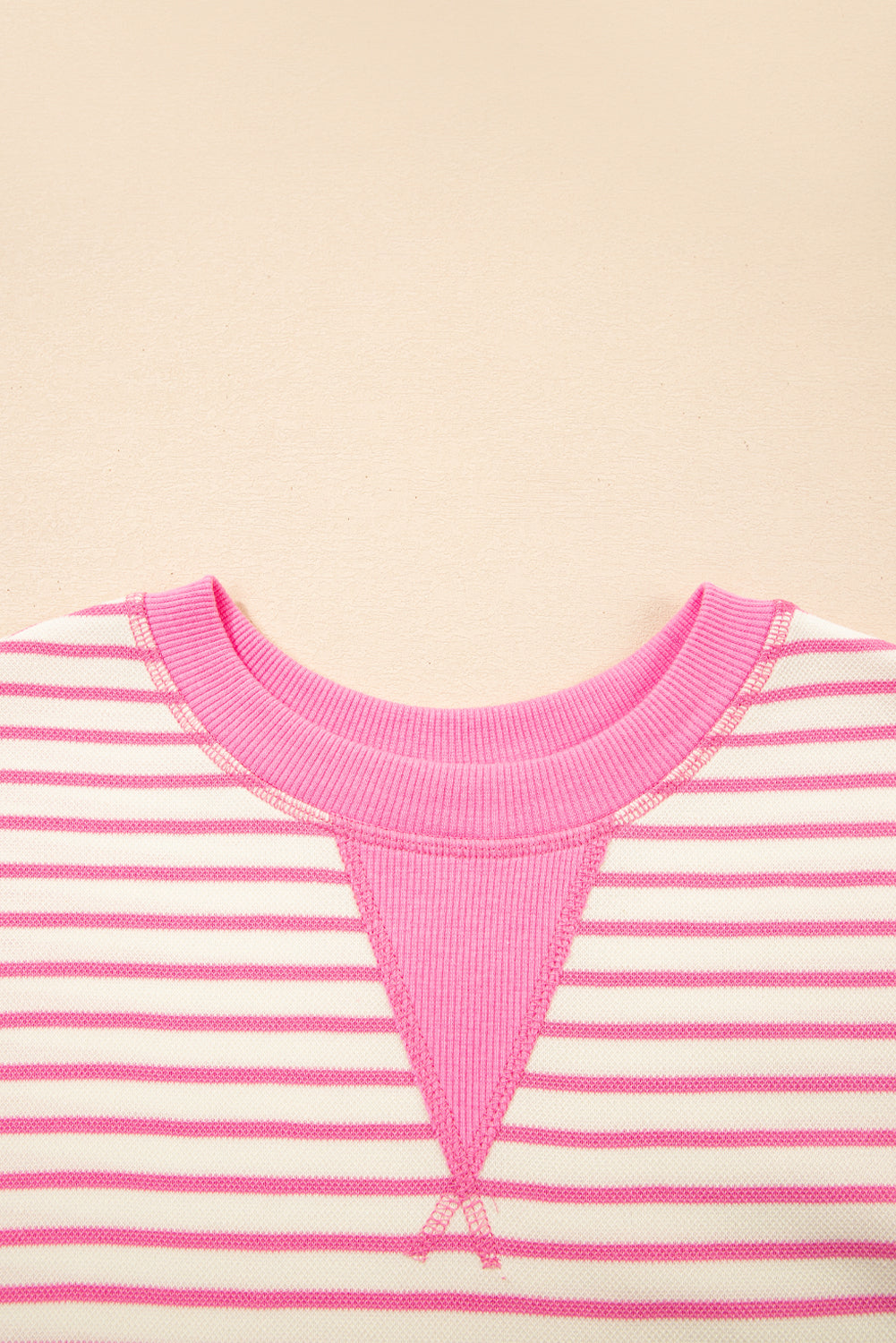 Sachet Pink Contrast Detail Striped Ruffle Short Sleeve Top-Tops/Tops & Tees-[Adult]-[Female]-2022 Online Blue Zone Planet