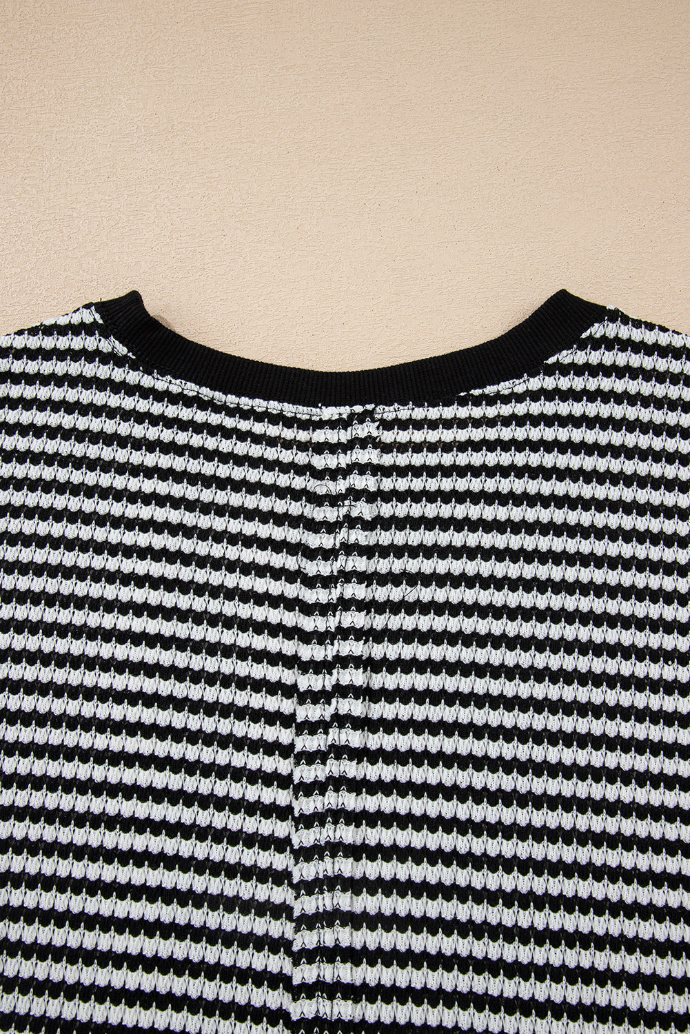 Black Stripe Ribbed Trim Drop Shoulder Long Sleeve Oversize Top-Tops/Long Sleeve Tops-[Adult]-[Female]-2022 Online Blue Zone Planet