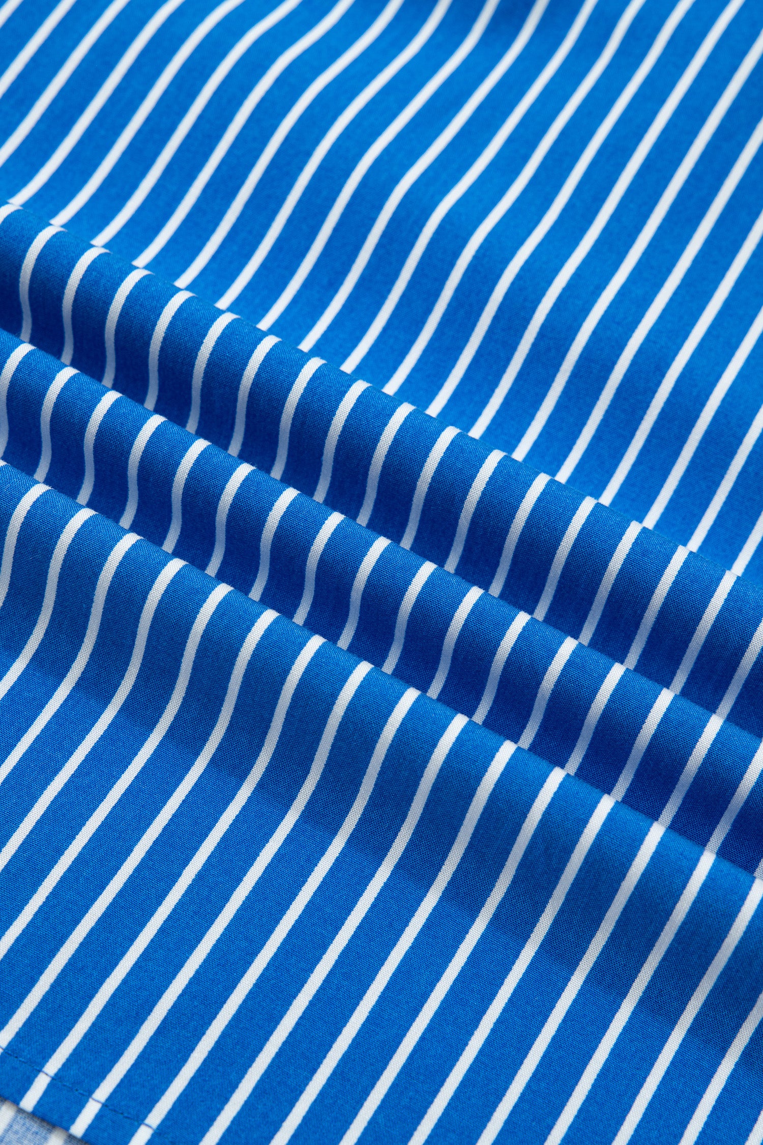 Blue Stripe Ruffled Short Puff Sleeve Button Front Blouse-Tops/Blouses & Shirts-[Adult]-[Female]-2022 Online Blue Zone Planet