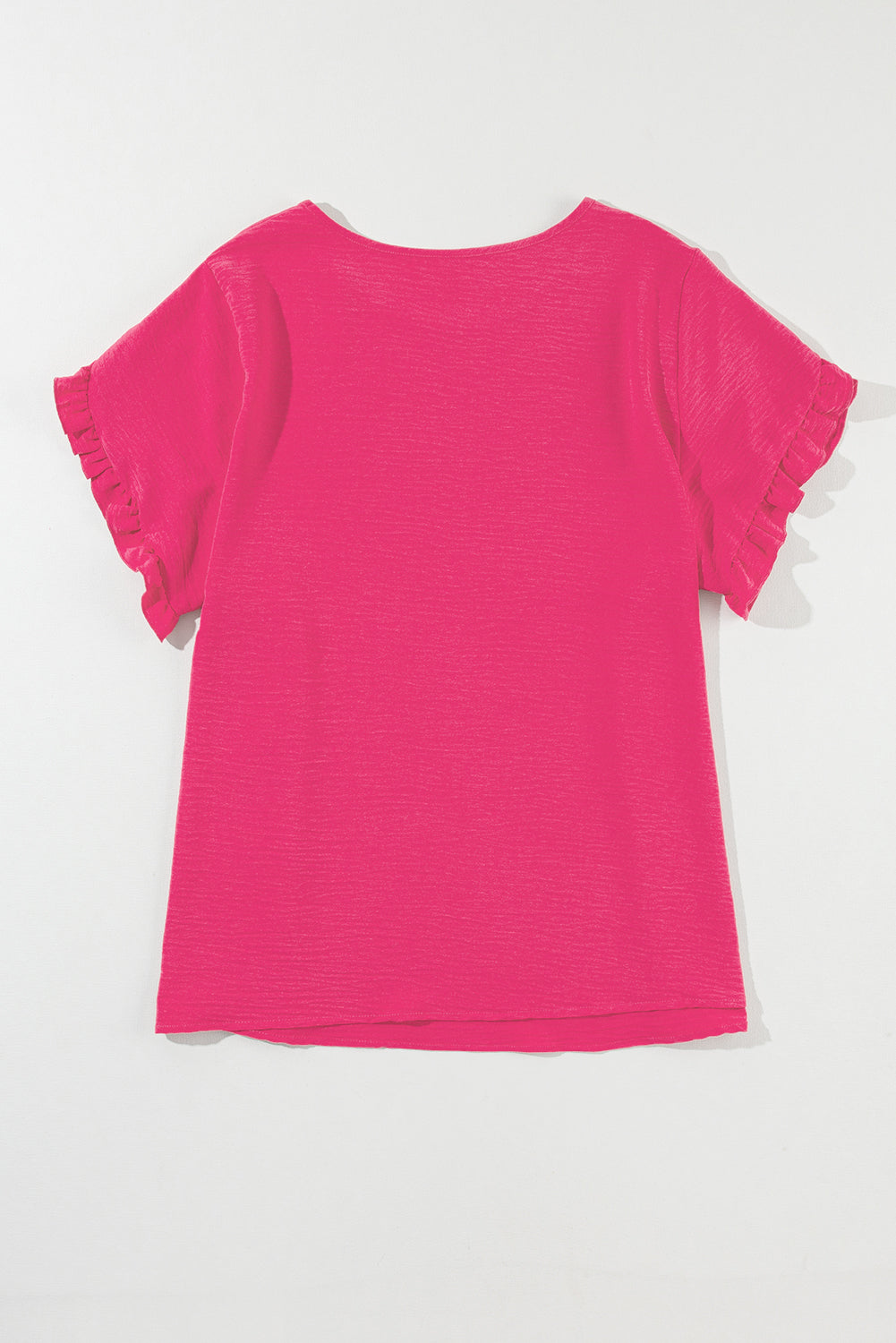 Bright Pink Ruffled Short Sleeve Plus Size Top-Plus Size/Plus Size Tops/Plus Size Tops & Tees-[Adult]-[Female]-2022 Online Blue Zone Planet