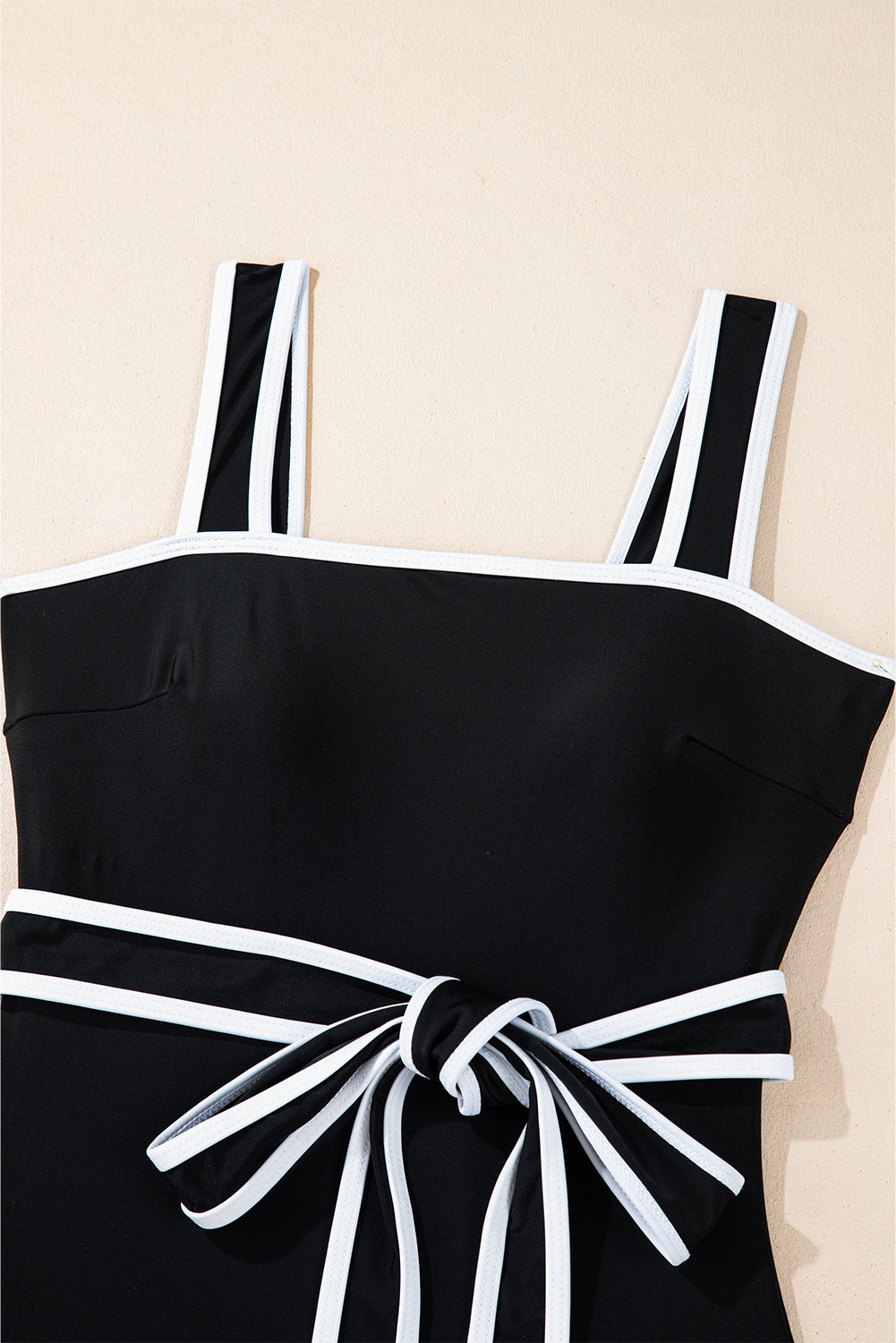 Black Colorblock Edge Belted One Piece Swimsuit-One-Piece-[Adult]-[Female]-2022 Online Blue Zone Planet