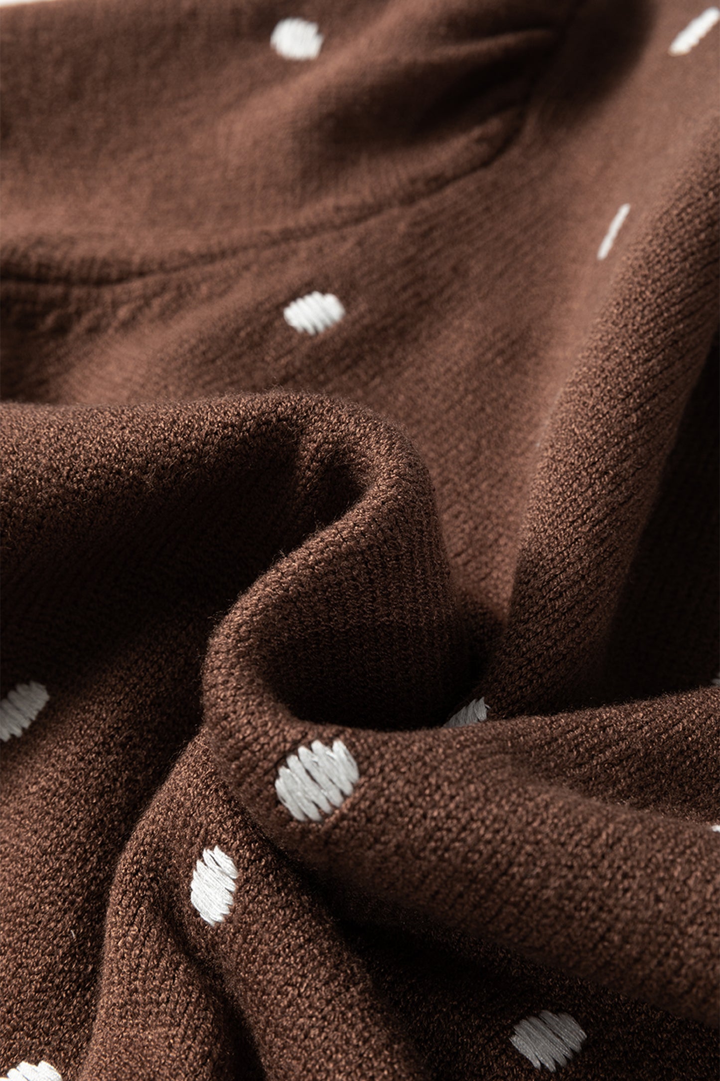 Chestnut Elegant Polka Dot Bubble Short Sleeve Sweater-TOPS / DRESSES-[Adult]-[Female]-2022 Online Blue Zone Planet