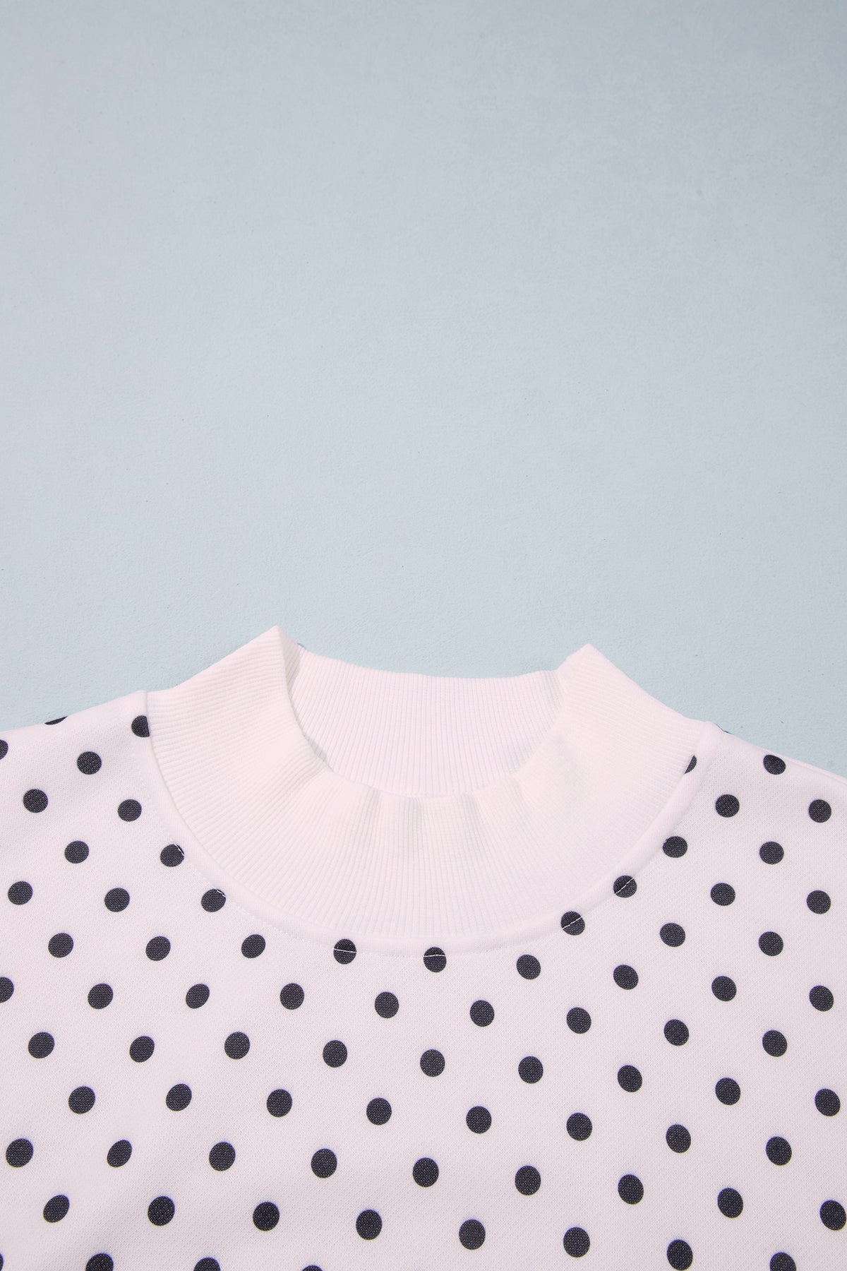 White Casual Polka Dot Mock Neck Sweatshirt-Tops/Sweatshirts & Hoodies-[Adult]-[Female]-2022 Online Blue Zone Planet