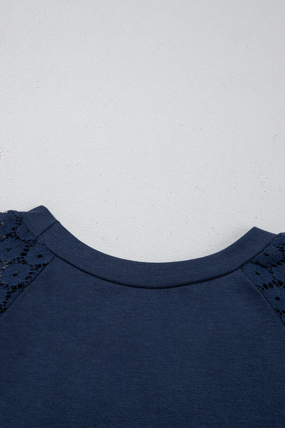 Navy Blue Contrast Lace Raglan Sleeve Pleated Detail Shift Dress-TOPS / DRESSES-[Adult]-[Female]-2022 Online Blue Zone Planet