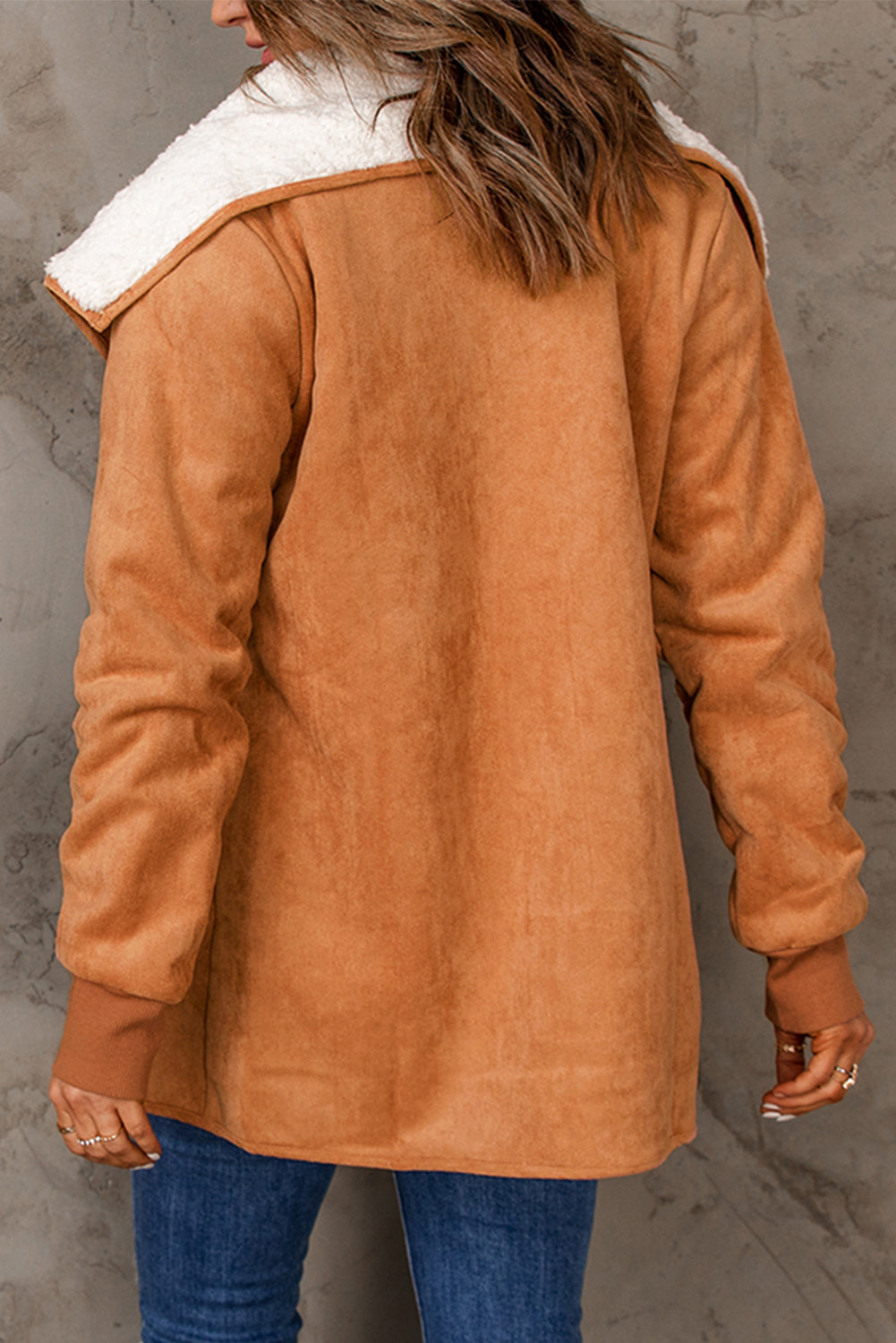 Open Front Long Sleeve Sherpa Jacket-TOPS / DRESSES-[Adult]-[Female]-2022 Online Blue Zone Planet