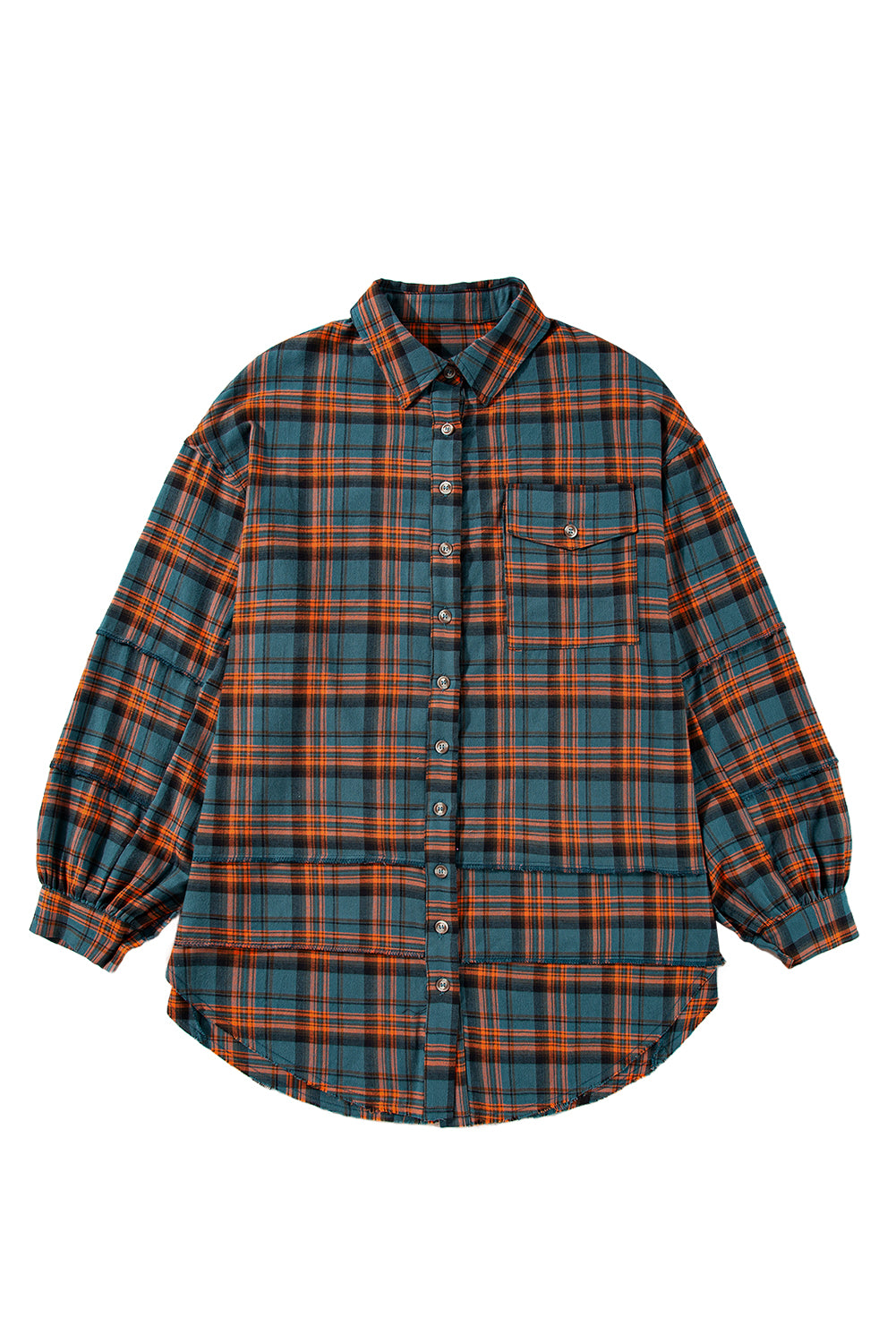 Green Plaid Long Sleeve Collar Shirt-Long Sleeve Tops-[Adult]-[Female]-2022 Online Blue Zone Planet