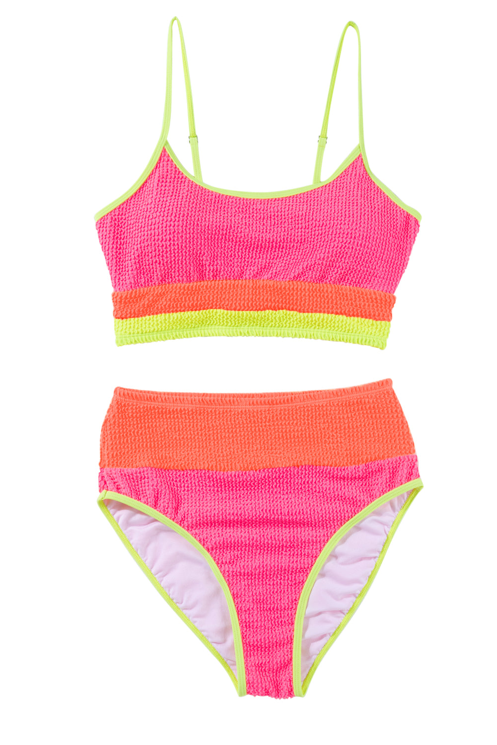 Grapefruit Orange Color Block High Waisted Sexy Bikini Set-Swimwear/High Waisted Swimsuit-[Adult]-[Female]-2022 Online Blue Zone Planet