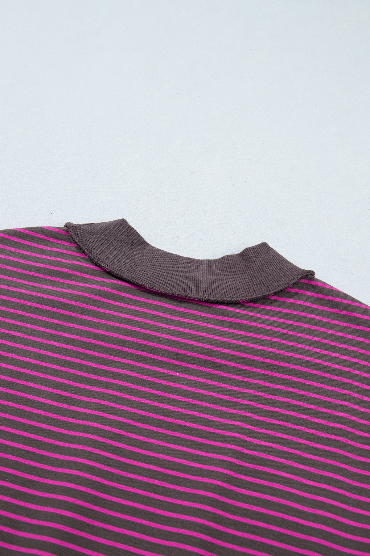 Blue Stripe Ribbed Patchwork Mock Neck Baggy Pullover Matching Shorts Set-Two Piece Sets/Short Sets-[Adult]-[Female]-2022 Online Blue Zone Planet
