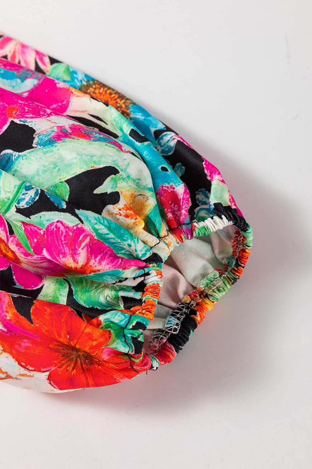 Floral Tie Neck Balloon Sleeve Blouse-TOPS / DRESSES-[Adult]-[Female]-2022 Online Blue Zone Planet