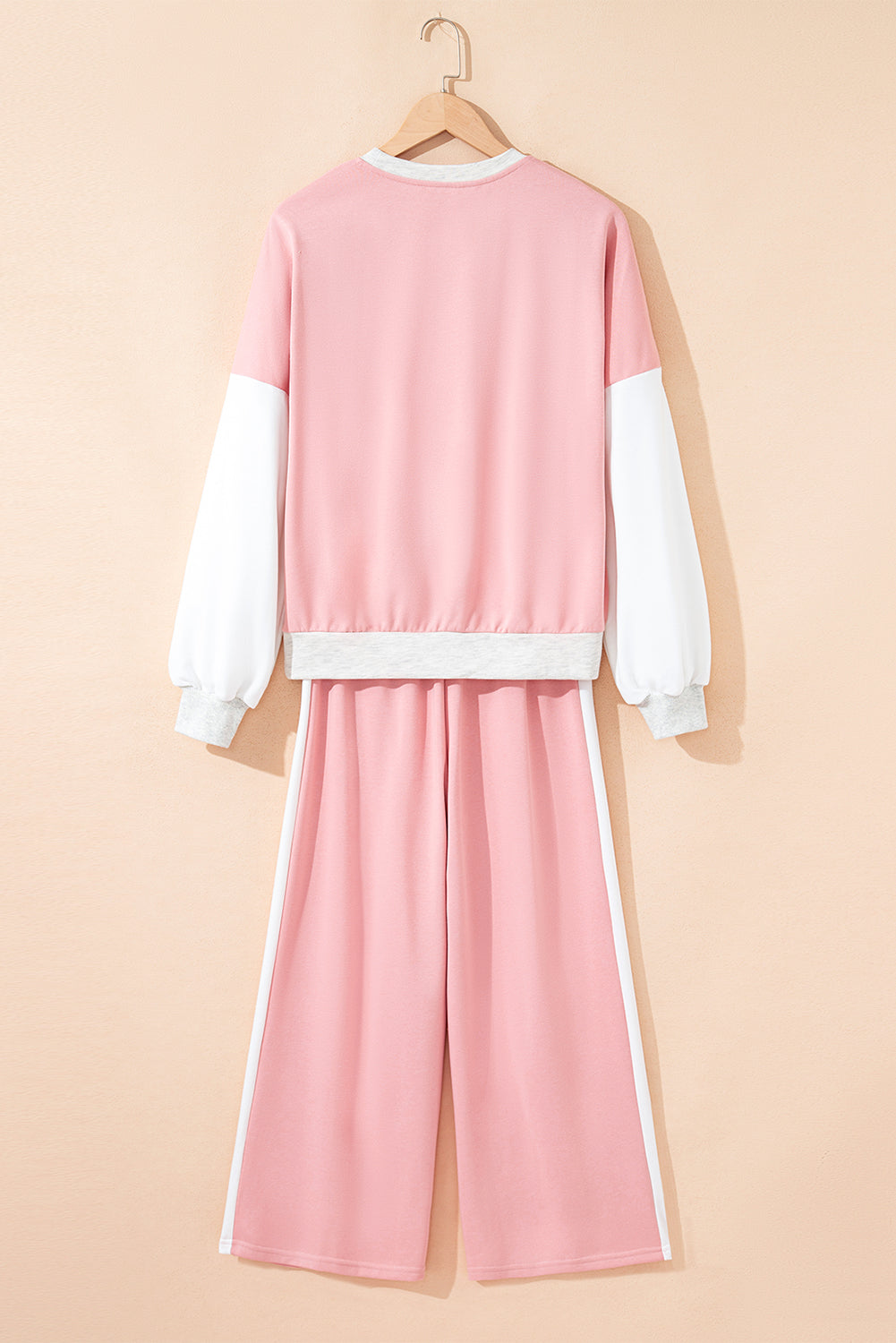 Chestnut 2pcs Color Block Pullover Loose Pant Set-Two Piece Sets/Pant Sets-[Adult]-[Female]-2022 Online Blue Zone Planet