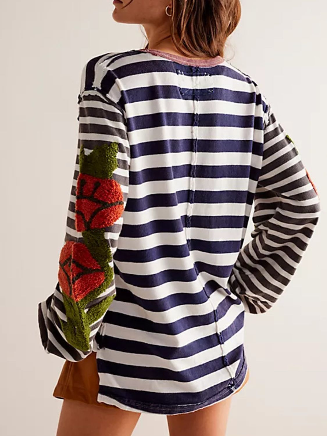 Striped Round Neck Long Sleeve Sweatshirt-TOPS / DRESSES-[Adult]-[Female]-2022 Online Blue Zone Planet