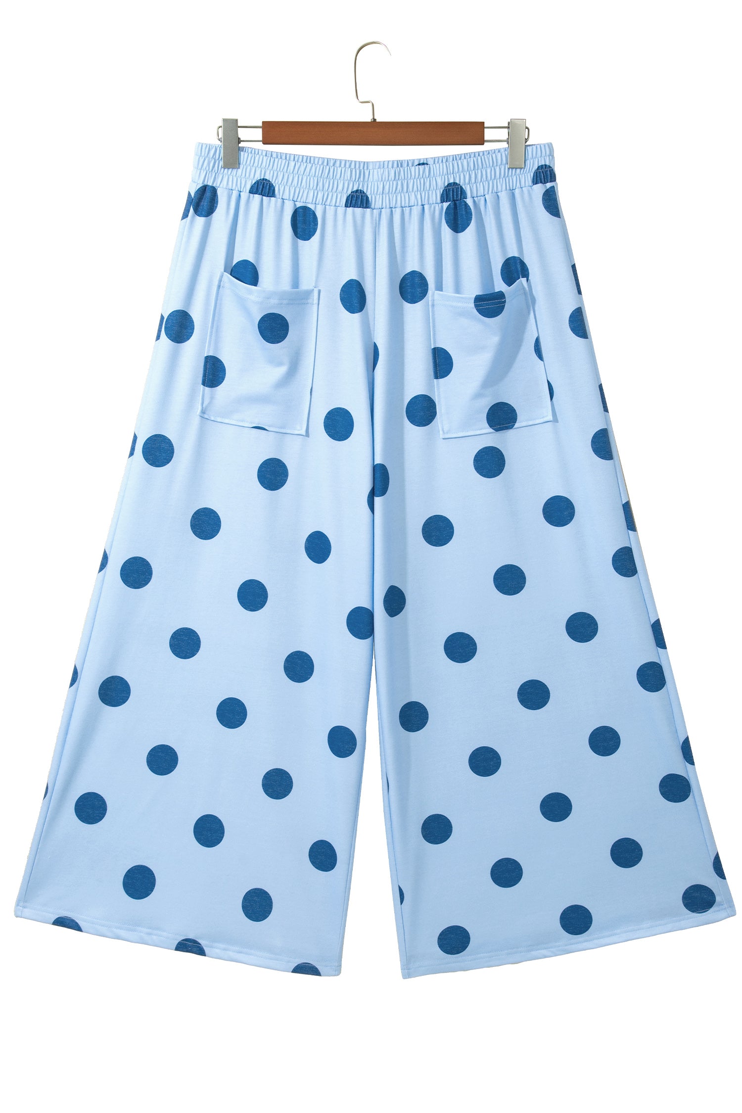 Khaki Polka Dot Elastic Waist Wide Leg Plus Size Pants-Plus Size/Plus Size Bottoms-[Adult]-[Female]-2022 Online Blue Zone Planet