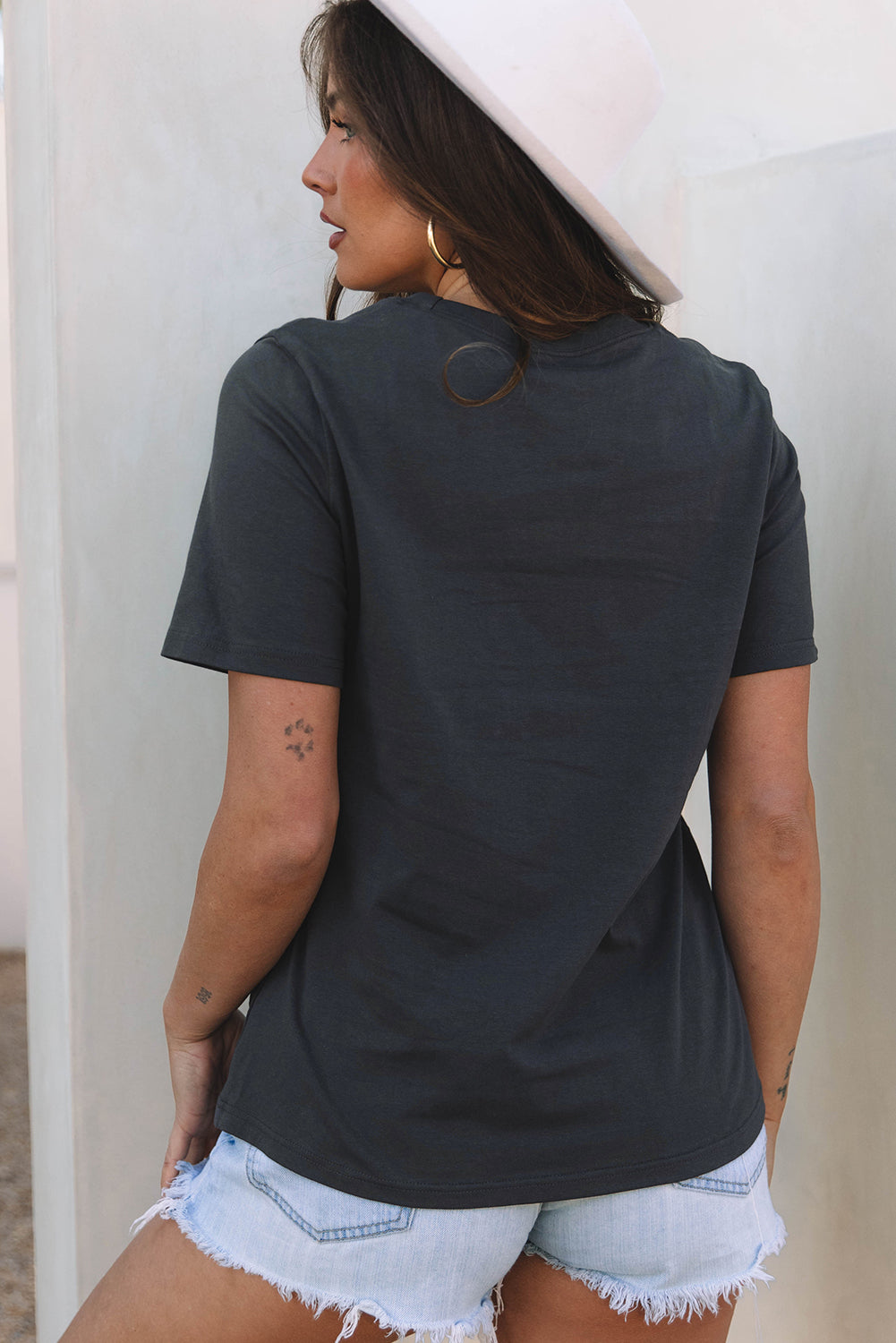 Dark Grey RISE WITH THE SUN Western Fashion Graphic Tee-Tops/Tops & Tees-[Adult]-[Female]-2022 Online Blue Zone Planet