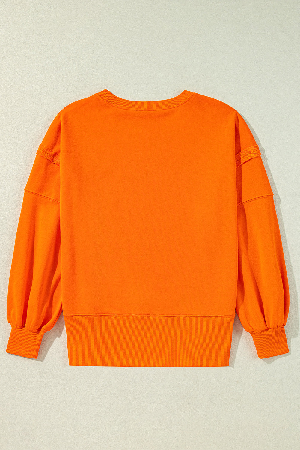 Blue Zone Planet | Carrot Exposed Seam Drop Shoulder Round Neck Sweatshirt with Slits-TOPS / DRESSES-[Adult]-[Female]-2022 Online Blue Zone Planet