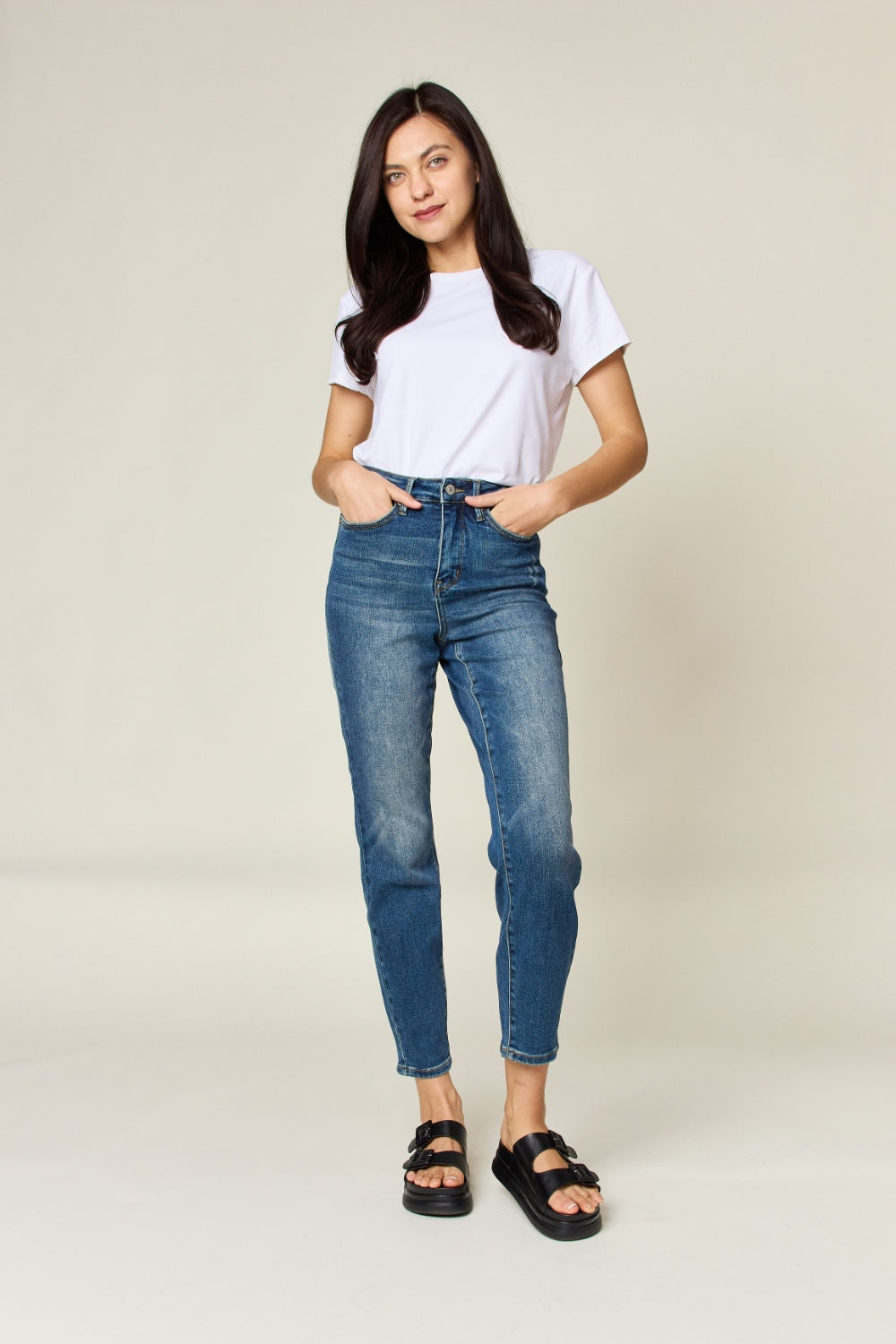 Blue Zone Planet | Judy Blue Full Size Tummy Control High Waist Slim Jeans-TOPS / DRESSES-[Adult]-[Female]-2022 Online Blue Zone Planet