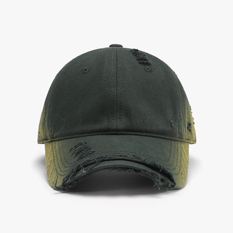 Distressed Adjustable Cotton Hat-HATS-[Adult]-[Female]-Dark Green-One Size-2022 Online Blue Zone Planet