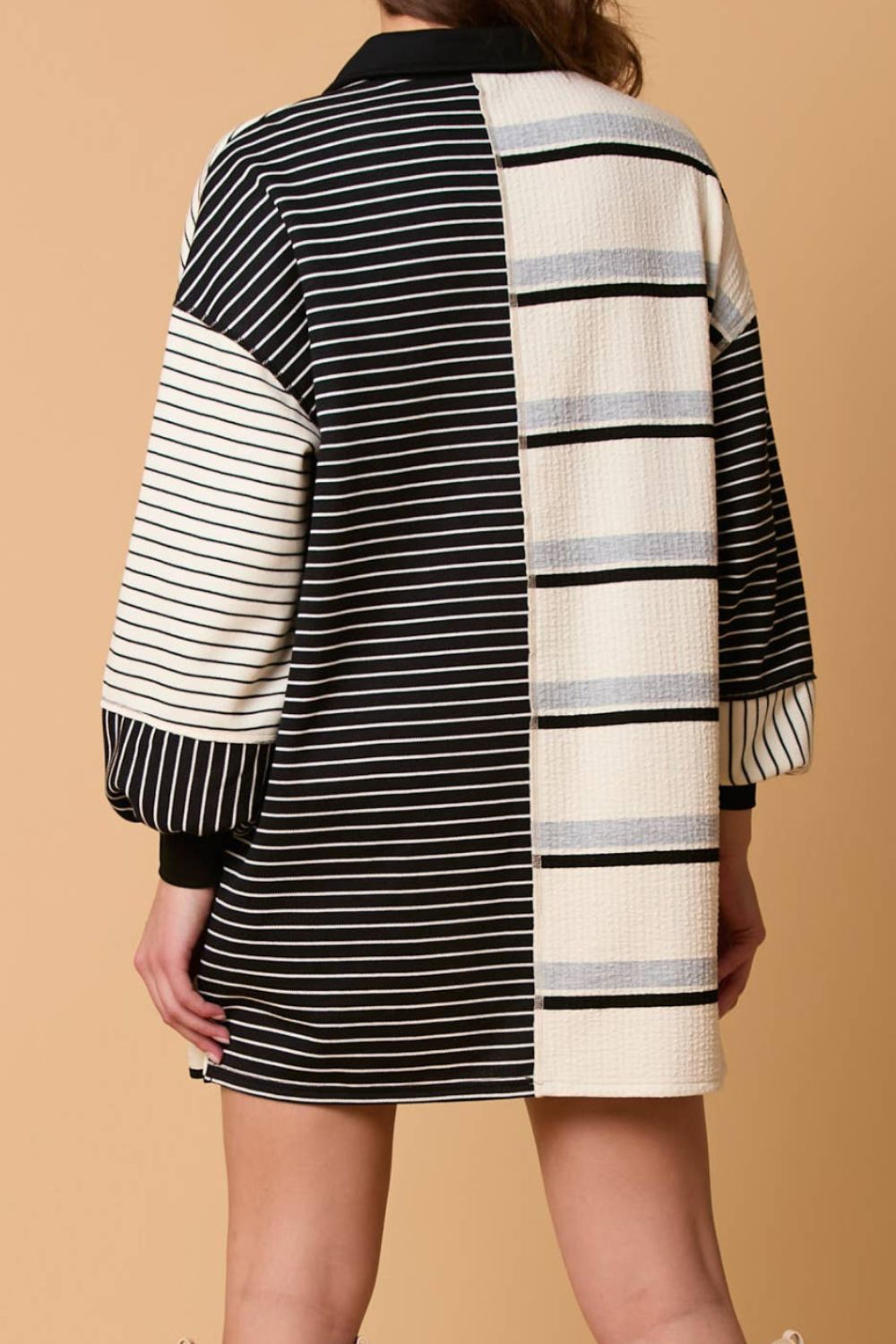 patchwork long sleeve dress Striped Mini Size:0 - (US0-2) Long Drop Sleeve V-Neck Halter Neck Wedding Dresses side slit on the