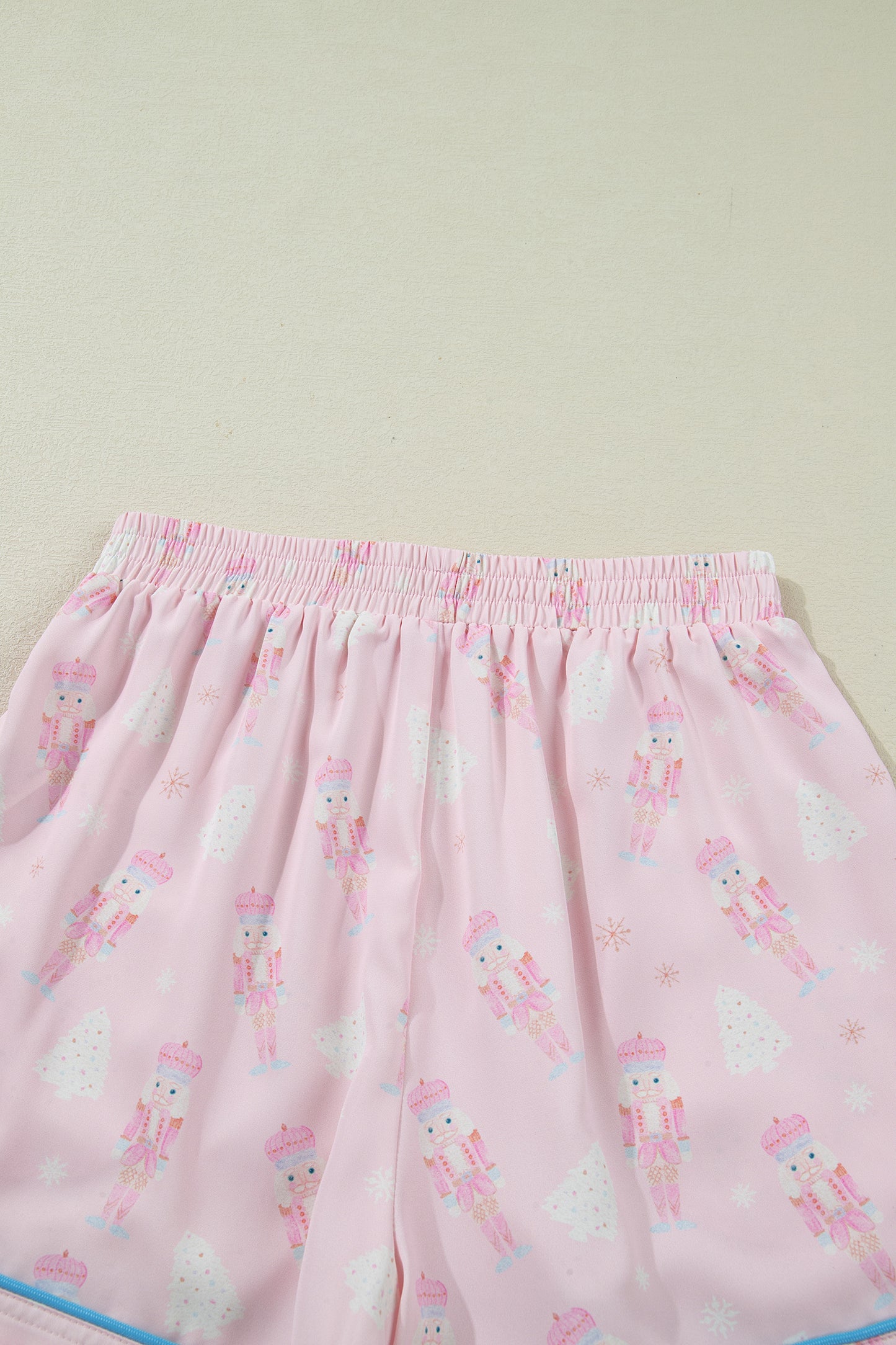 Pink Bow Tie Front Christmas Nutcracker Long Sleeve Shirt Shorts Pajama Set-Loungewear & Sleepwear/Sleepwear-[Adult]-[Female]-2022 Online Blue Zone Planet