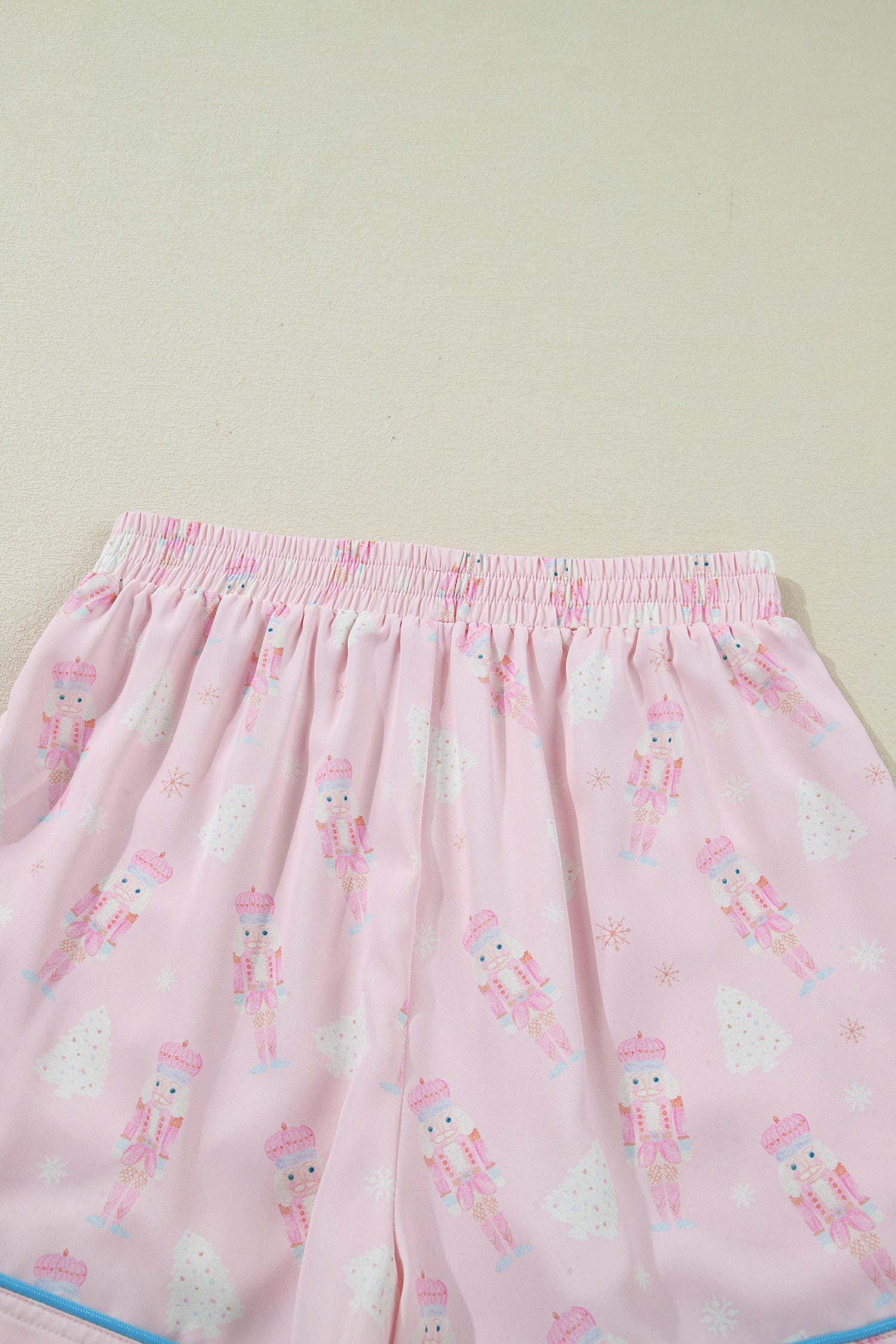 Pink Bow Tie Front Christmas Nutcracker Long Sleeve Shirt Shorts Pajama Set-Loungewear & Sleepwear/Sleepwear-[Adult]-[Female]-2022 Online Blue Zone Planet