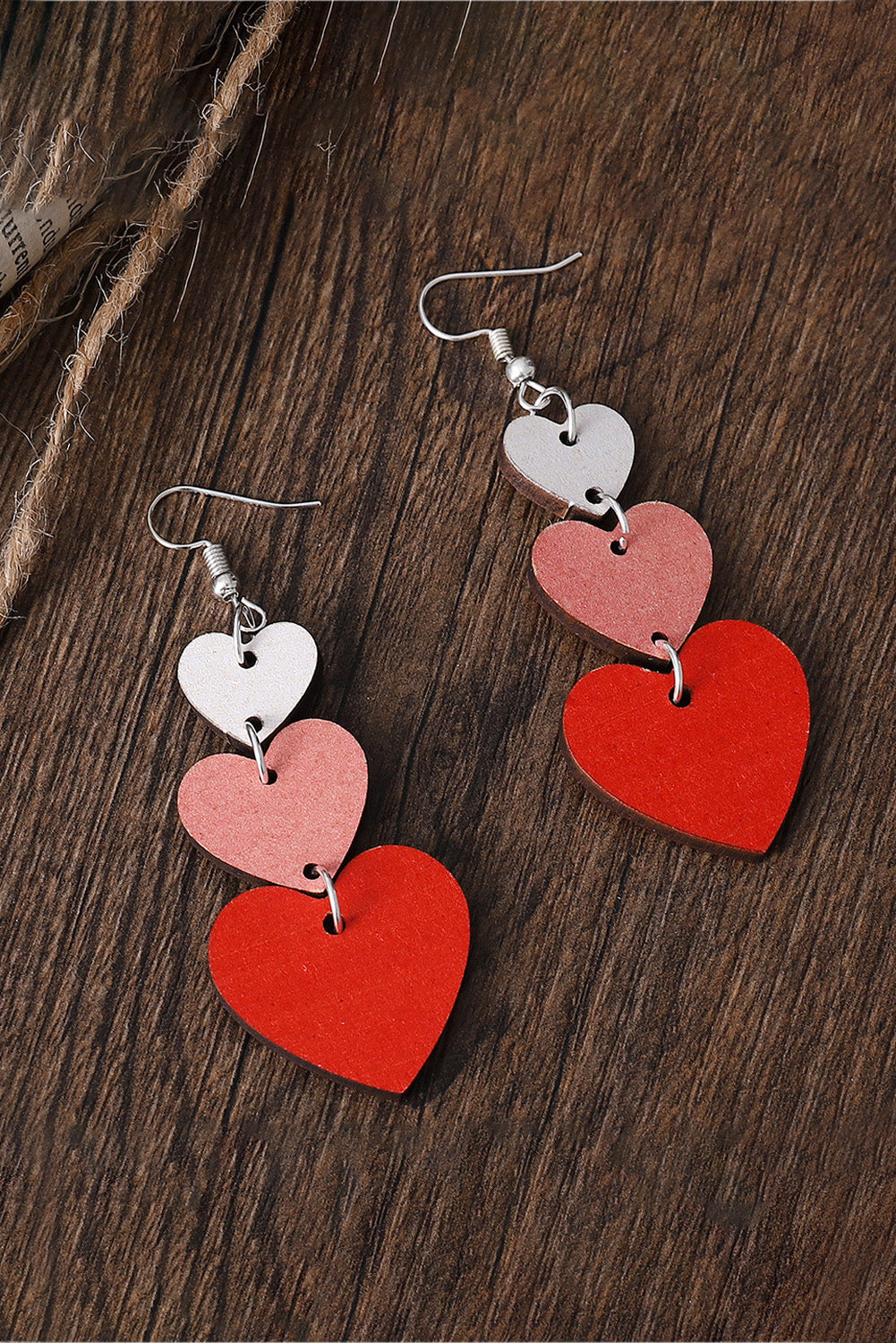 Blue Zone Planet | Red Valentines Day Heart Shaped Tiered Dangle Earring-Earrings-[Adult]-[Female]-Red-ONE SIZE-2022 Online Blue Zone Planet