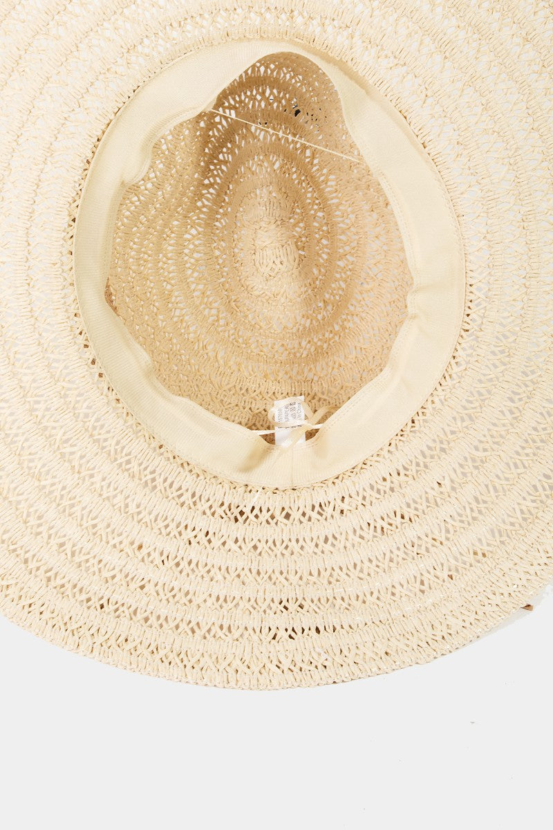 Fame Contrast Straw Braided Sun Hat-HATS-[Adult]-[Female]-2022 Online Blue Zone Planet