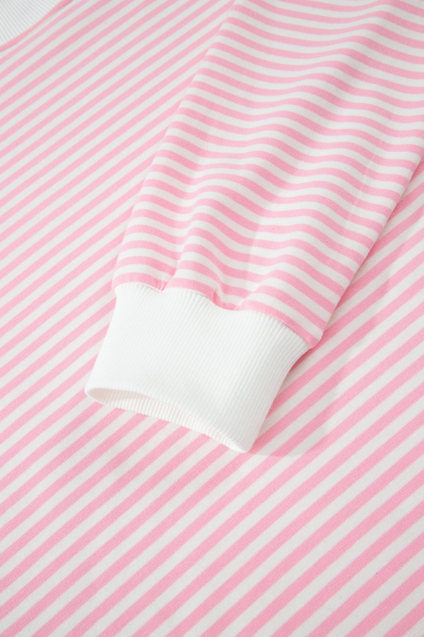 Pink Stripe Oversize Mock Neck Sweatshirt and Shorts Set-Two Piece Sets/Short Sets-[Adult]-[Female]-2022 Online Blue Zone Planet