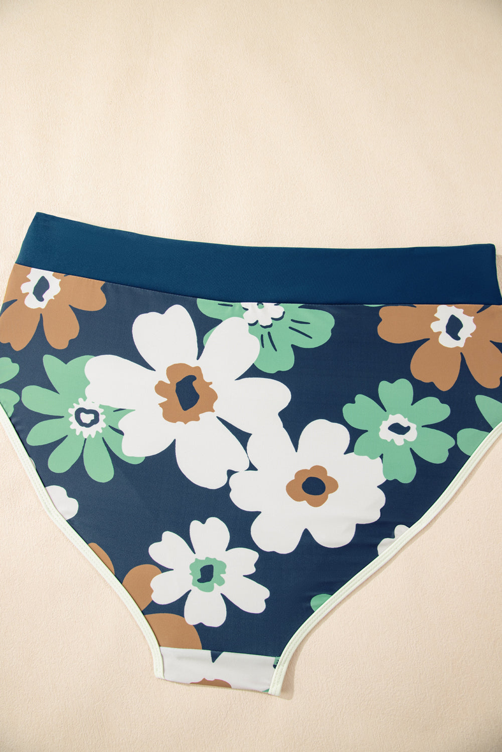 Green Floral Printed Zipped Plus Size Two Pieces Bikini-Plus Size/Plus Size Swimwear-[Adult]-[Female]-2022 Online Blue Zone Planet