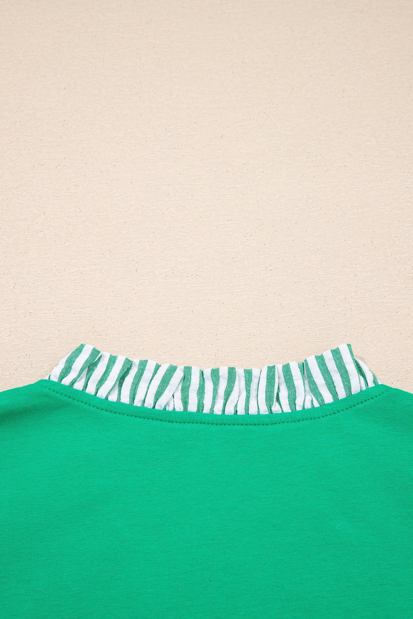 Dark Green Plus Size Button Front Ruffled Stripe Trim V Neck Flutter Sleeve Blouse-Plus Size/Plus Size Tops/Plus Size Blouses & Shirts-[Adult]-[Female]-2022 Online Blue Zone Planet