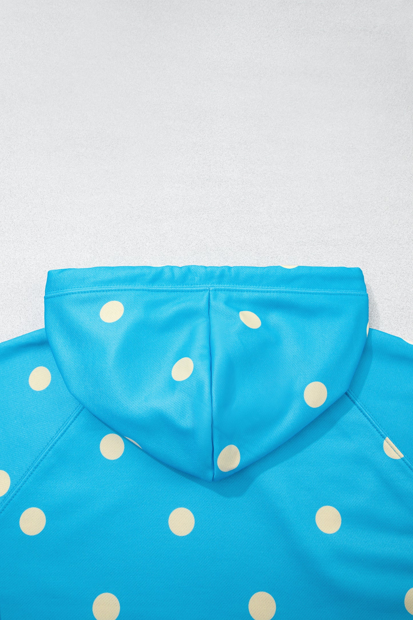Blue Polka Dot Hooded Drawstring Long Sleeve Plus Size Set-Tops / Dresses-[Adult]-[Female]-2022 Online Blue Zone Planet