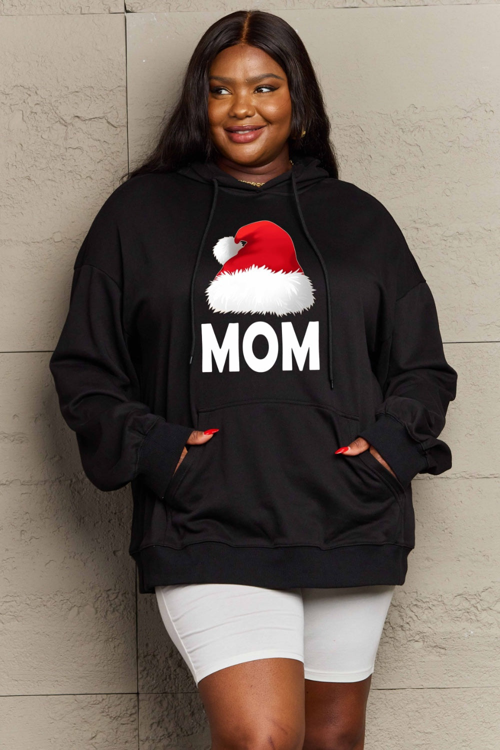 Simply Love Full Size MOM Graphic Hoodie-HOODIES-[Adult]-[Female]-2022 Online Blue Zone Planet