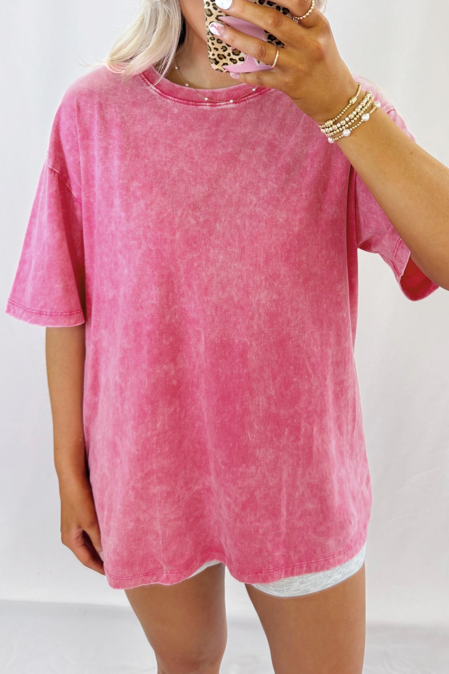 Rose Red Mineral Washed Oversized Tee-Tops/Tops & Tees-[Adult]-[Female]-Rose Red-S-2022 Online Blue Zone Planet
