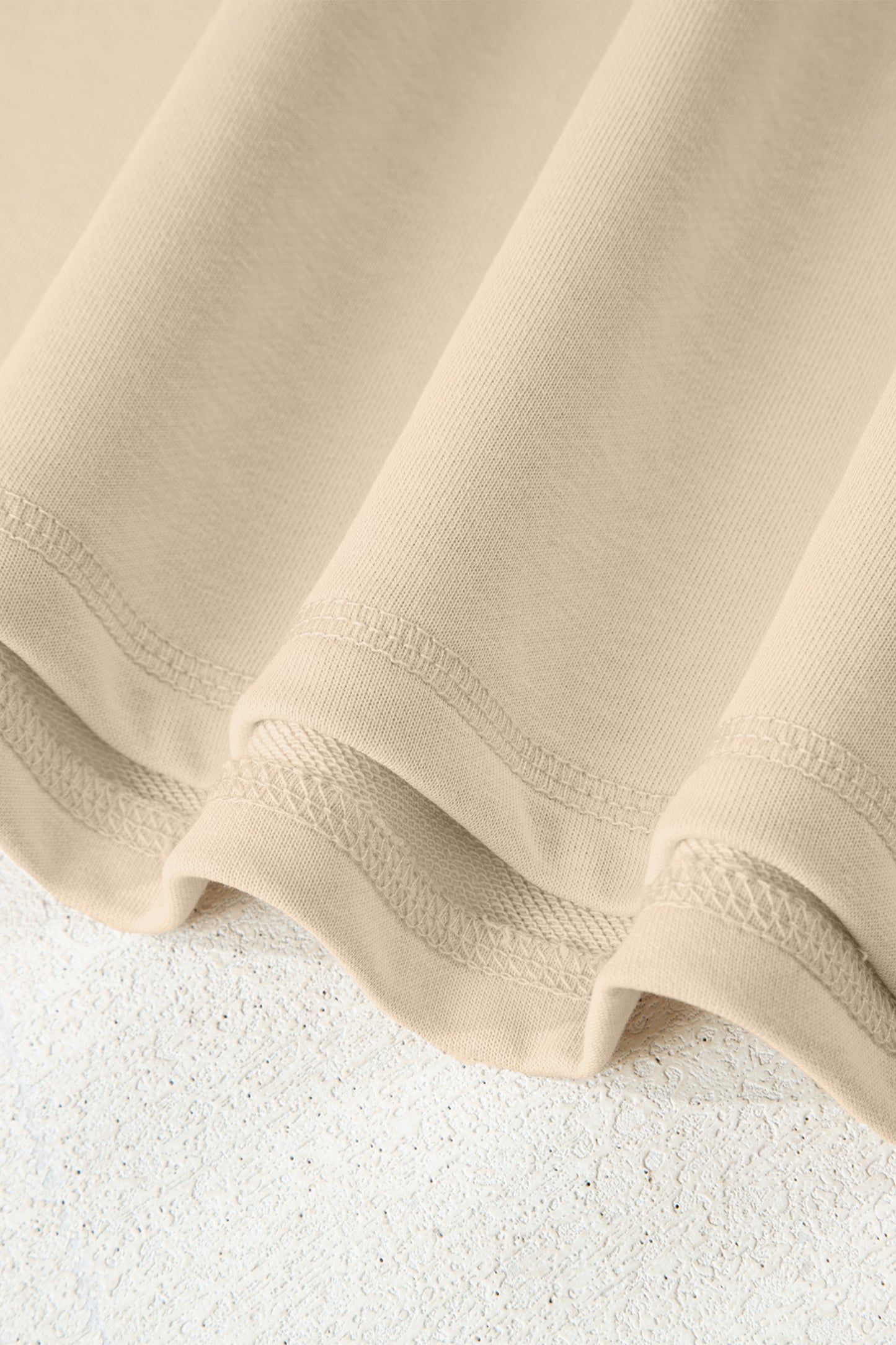 Beige Solid Color Raw Seam Patchwork Baggy Sweatshirt-Tops/Sweatshirts & Hoodies-[Adult]-[Female]-2022 Online Blue Zone Planet