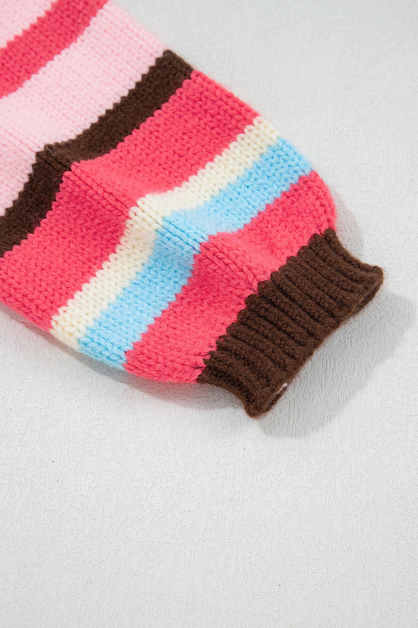 Pink Stripe Striped Colorblock Drop Shoulder Cardigan-Sweaters & Cardigans/Cardigans-[Adult]-[Female]-2022 Online Blue Zone Planet