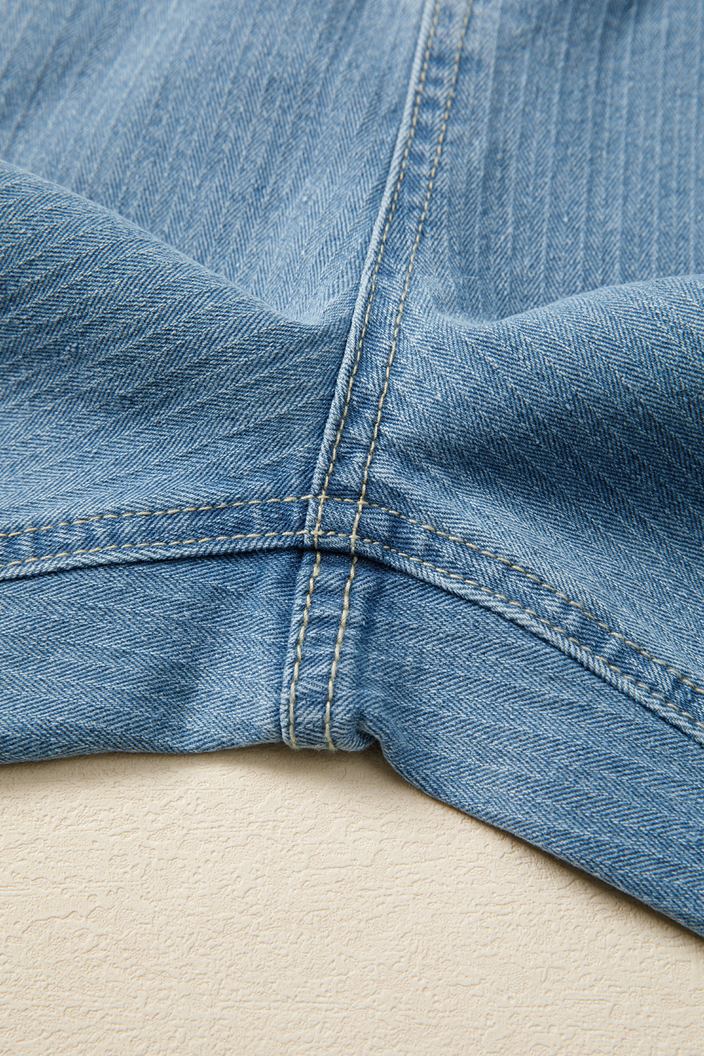 Dusk Blue Patched Pocket Textured Wide Leg Plus Size Jeans-Plus Size/Plus Size Bottoms-[Adult]-[Female]-2022 Online Blue Zone Planet