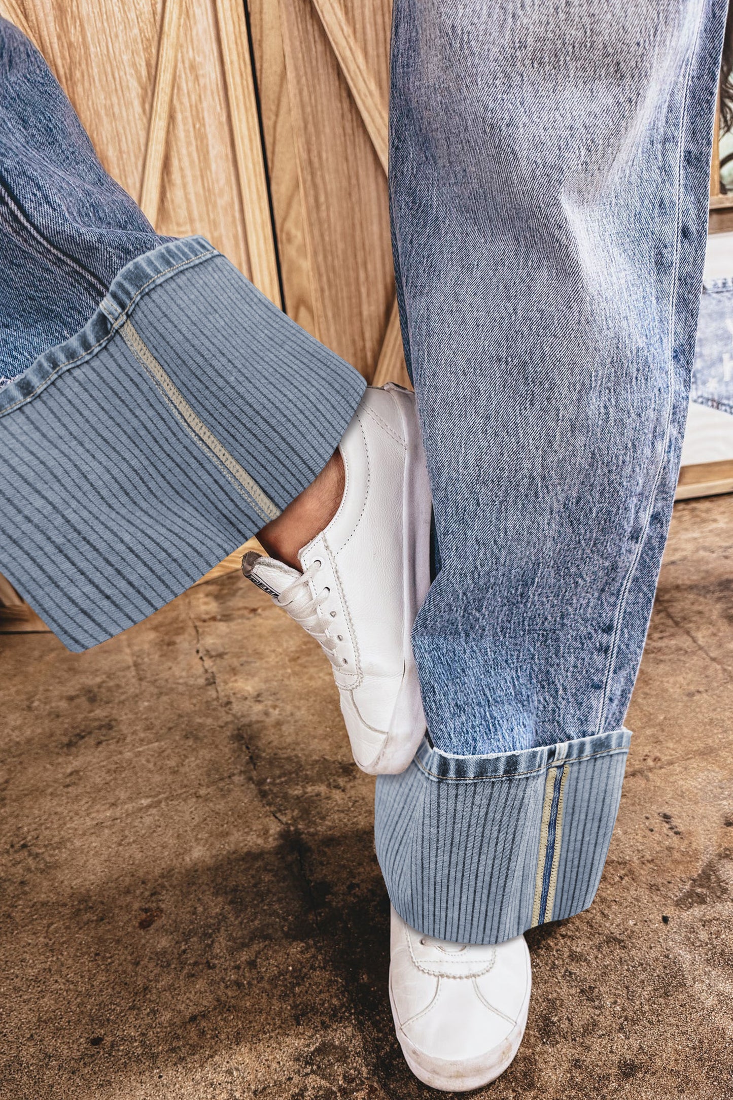 Ashleigh Blue Cuffed Straight Loose Jeans-Bottoms/Jeans-[Adult]-[Female]-2022 Online Blue Zone Planet