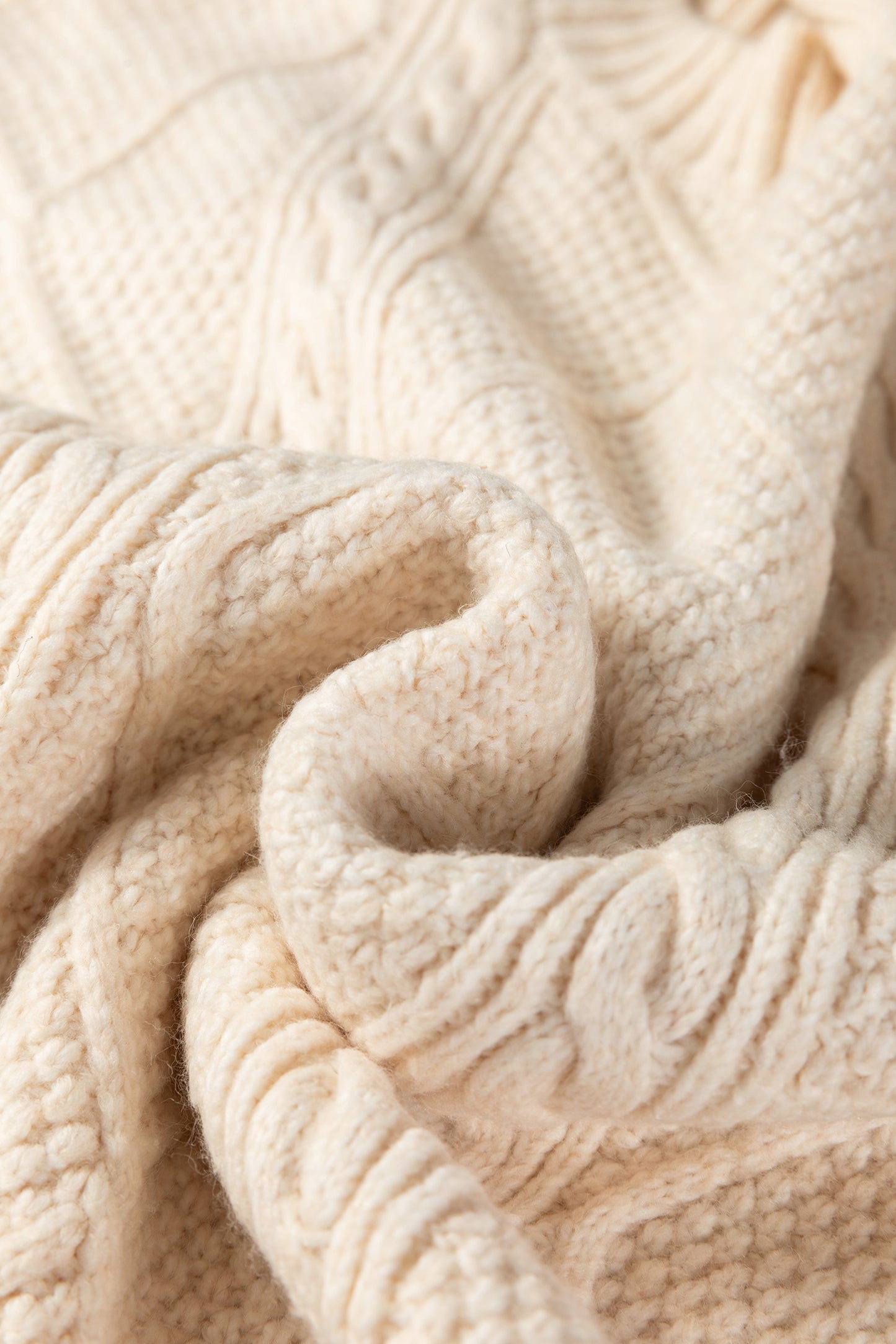 Oatmeal Cable Knit Drop Shoulder Loose Fit Sweater Dress-TOPS / DRESSES-[Adult]-[Female]-2022 Online Blue Zone Planet