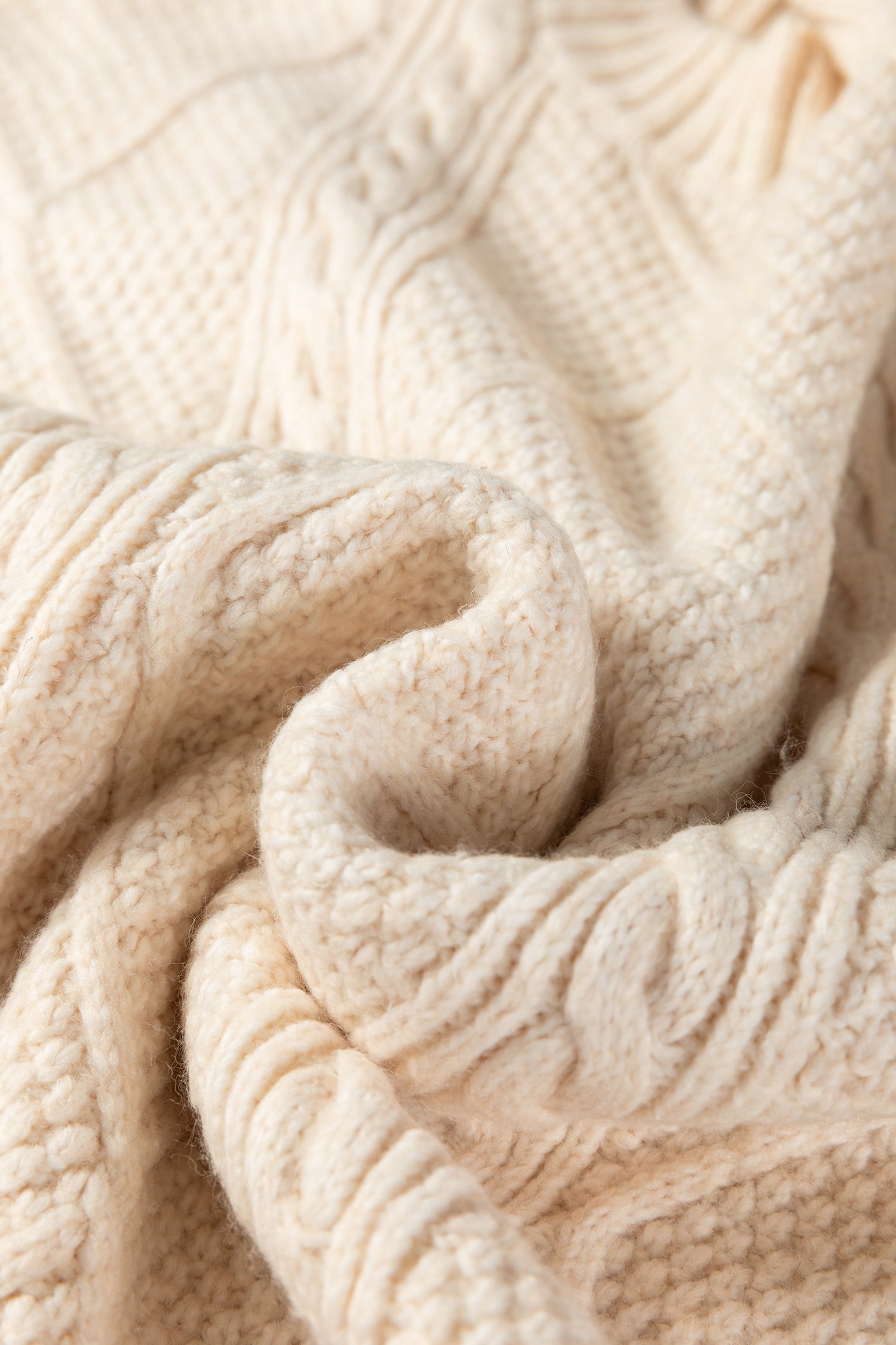 Oatmeal Cable Knit Drop Shoulder Loose Fit Sweater Dress-TOPS / DRESSES-[Adult]-[Female]-2022 Online Blue Zone Planet