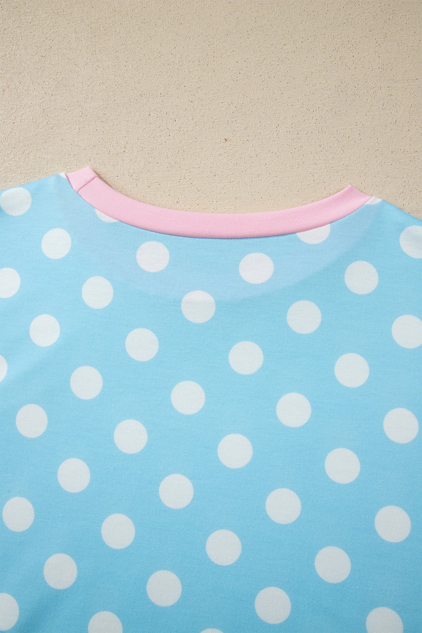 Sky Blue Polka Dot Short Sleeve Top and Pants Set-Two Piece Sets/Pant Sets-[Adult]-[Female]-2022 Online Blue Zone Planet